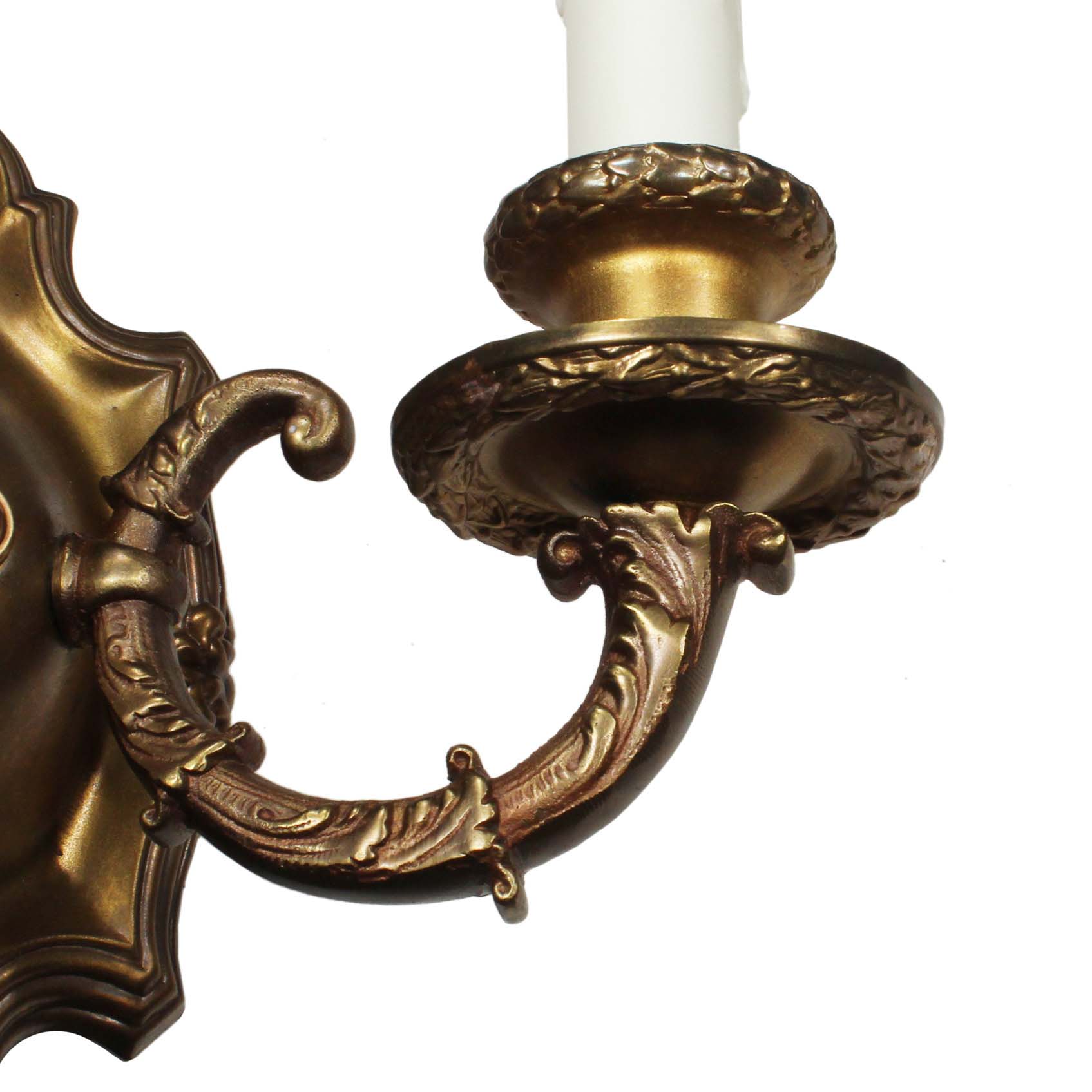 SOLD Set of Antique Double-Arm Sconces in Brass-69191