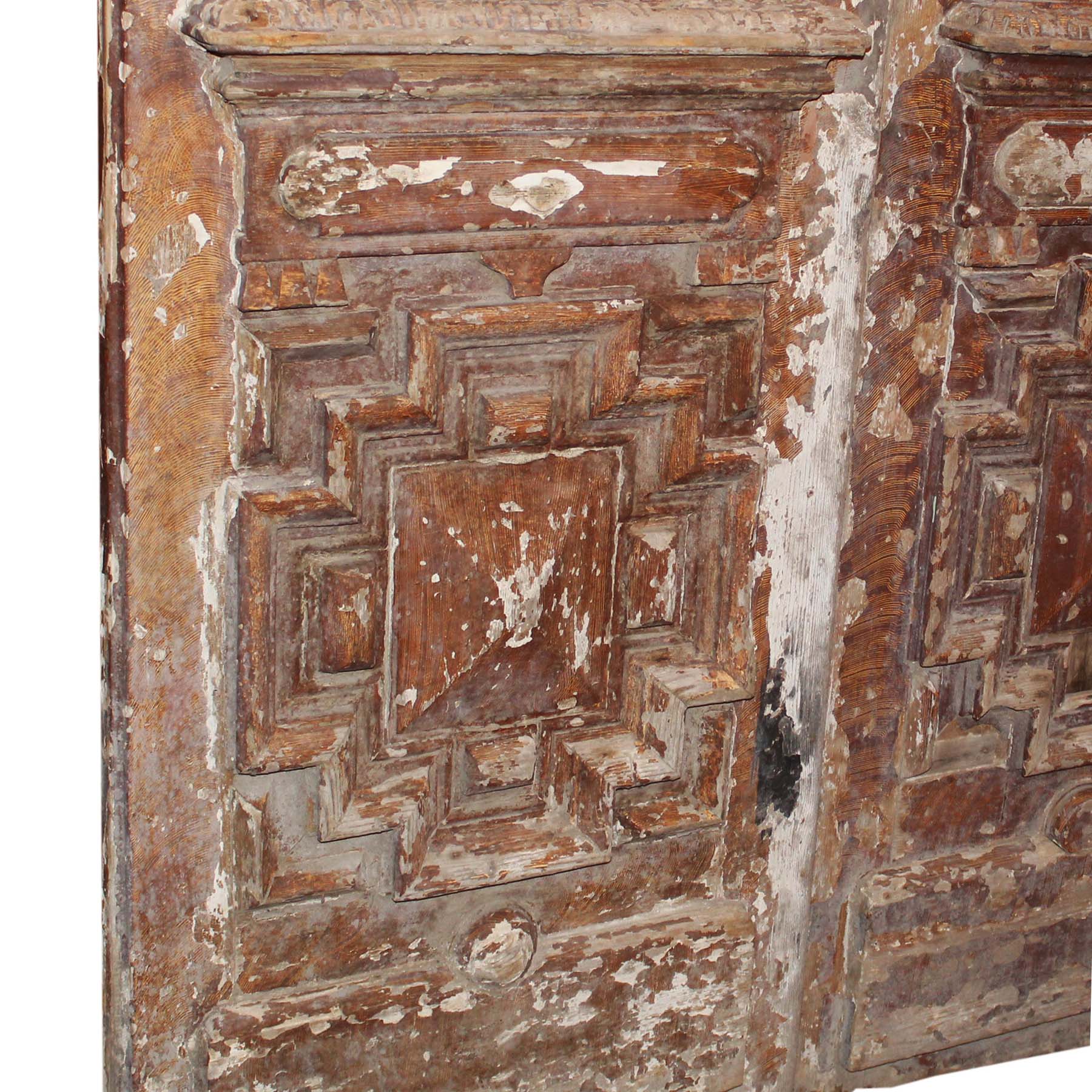 SOLD Substantial Pair of Antique 55” French Colonial Doors with Iron Inserts-69292