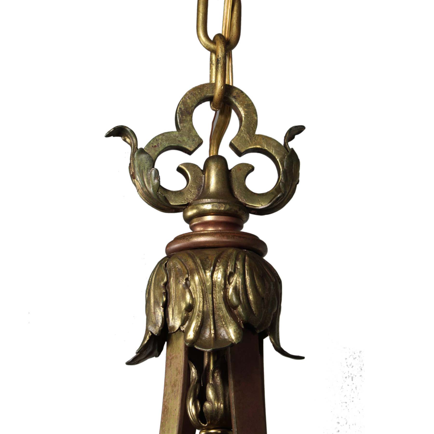 SOLD Substantial Antique Brass Chandelier with Mica -69298
