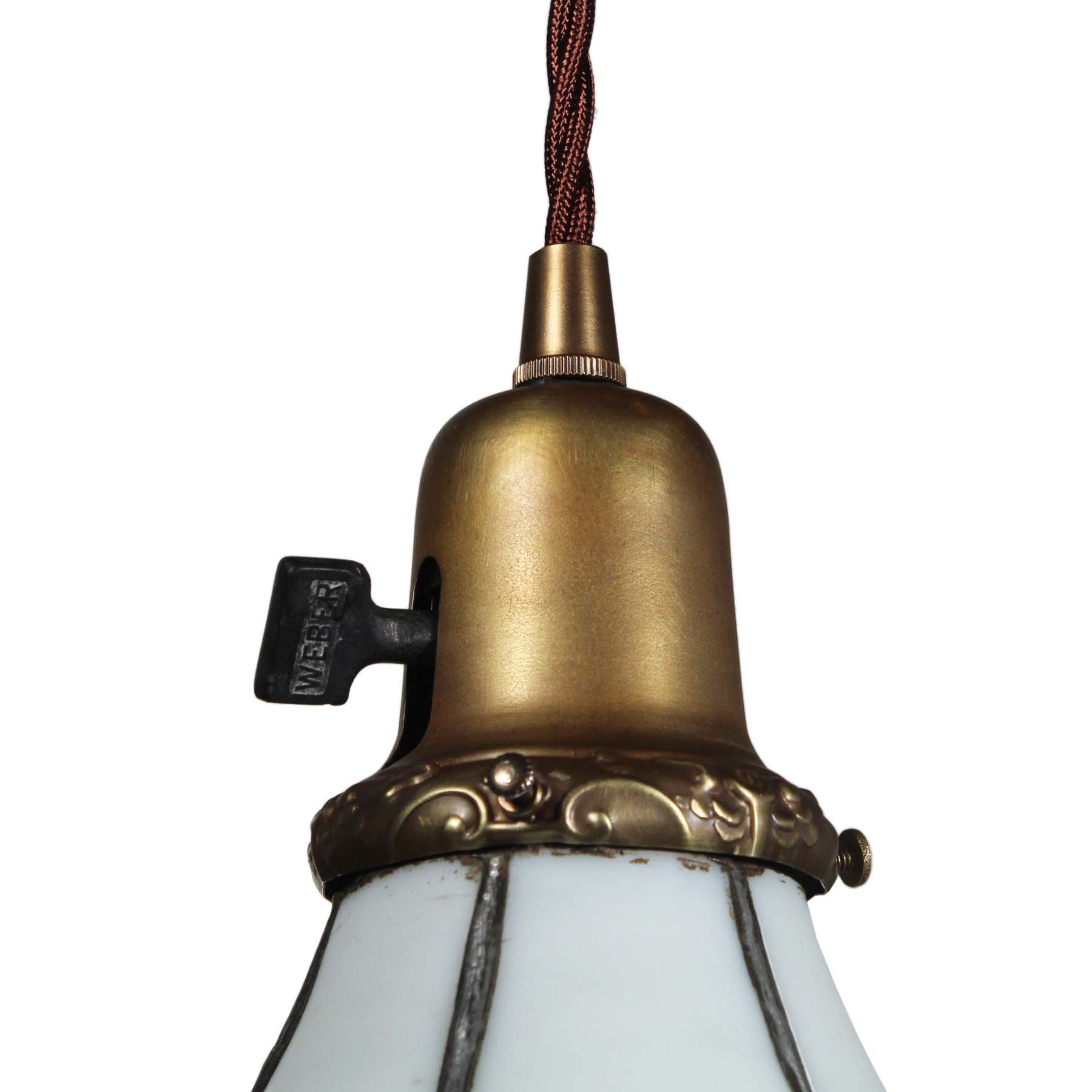SOLD Petite Antique Leaded Glass Pendant Lights, c. 1920-69310