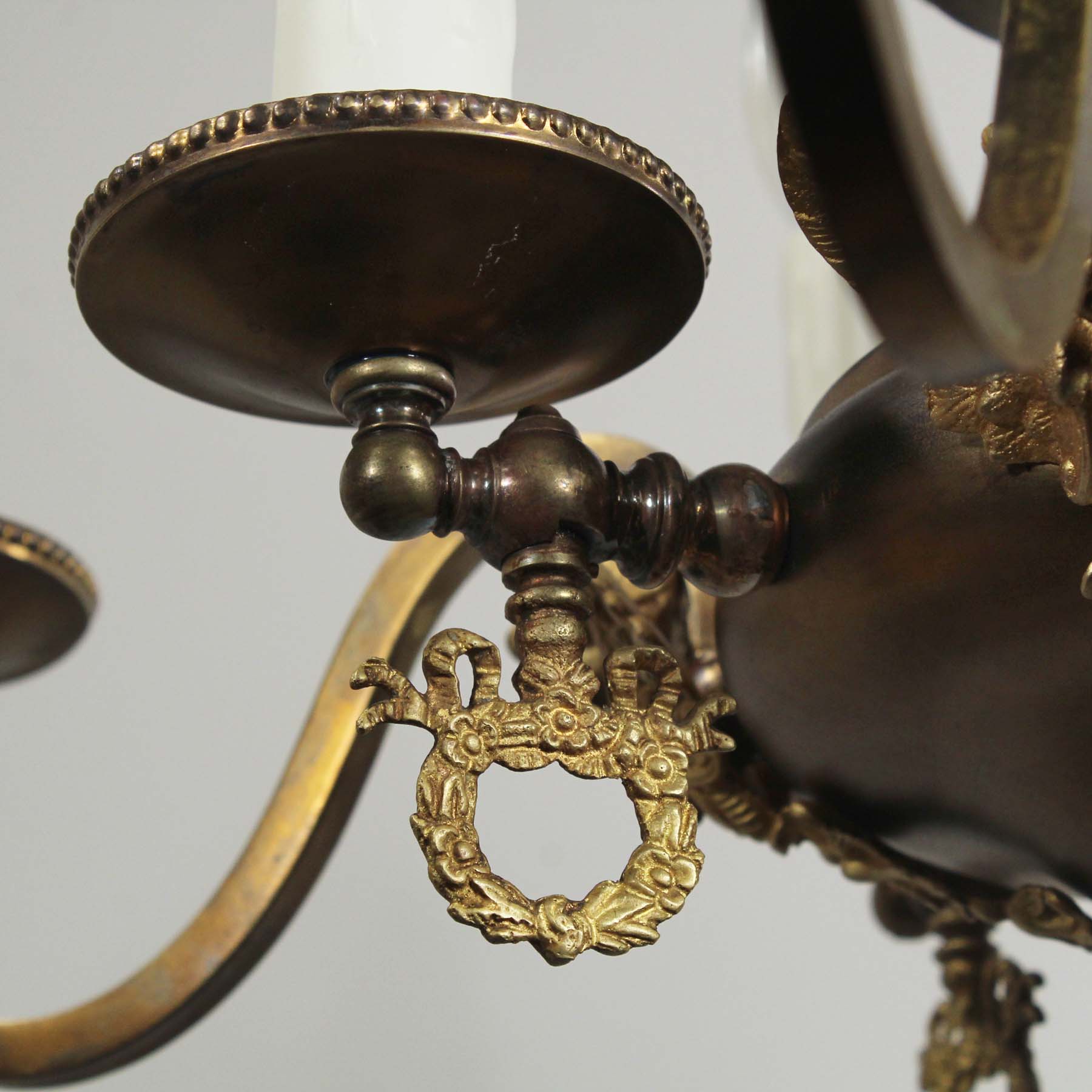 Antique Transitional Brass Chandelier, Figural-69051