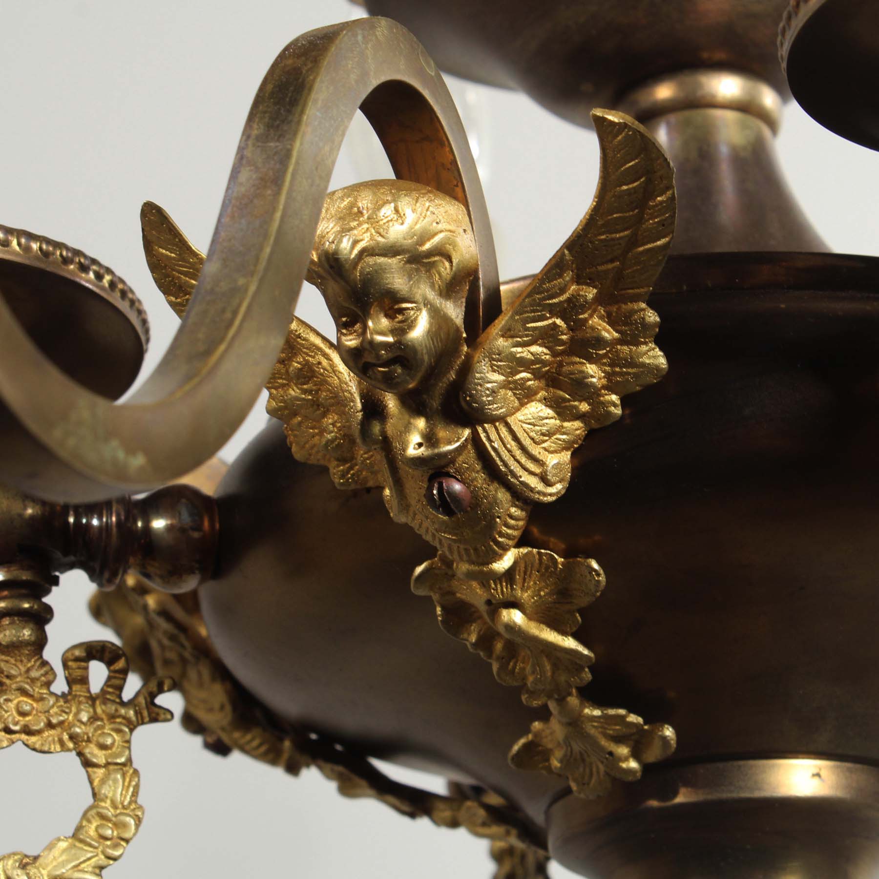 Antique Transitional Brass Chandelier, Figural-69050