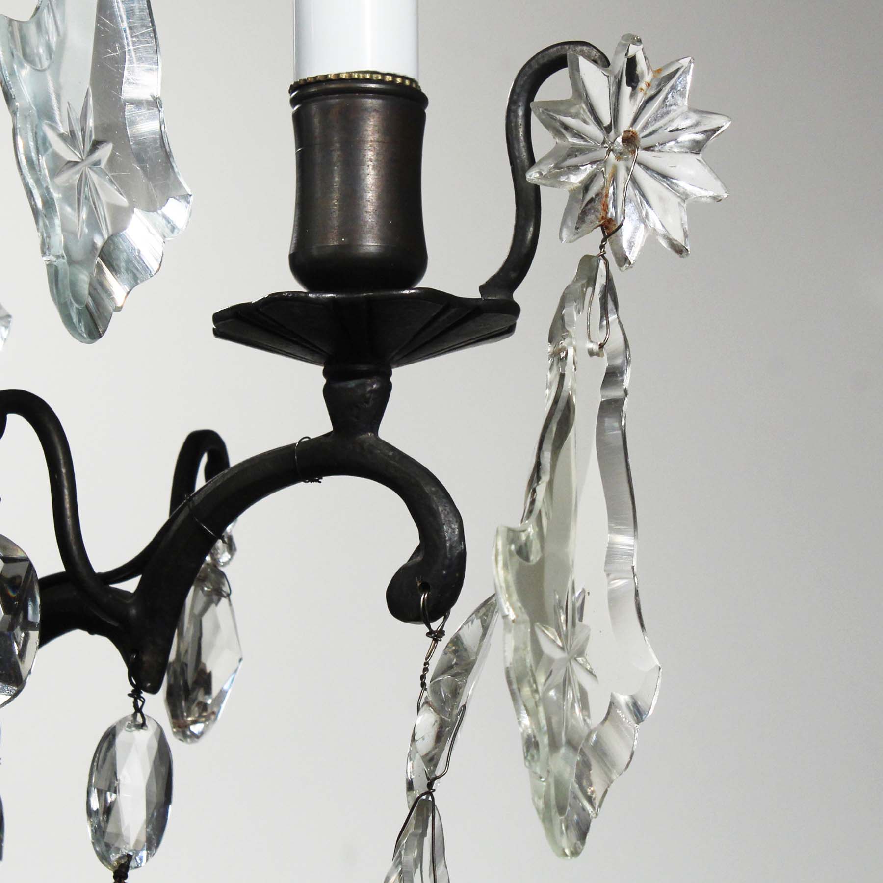 Substantial Pair of Bronze Vintage Sconces with Crystal Prisms-69360