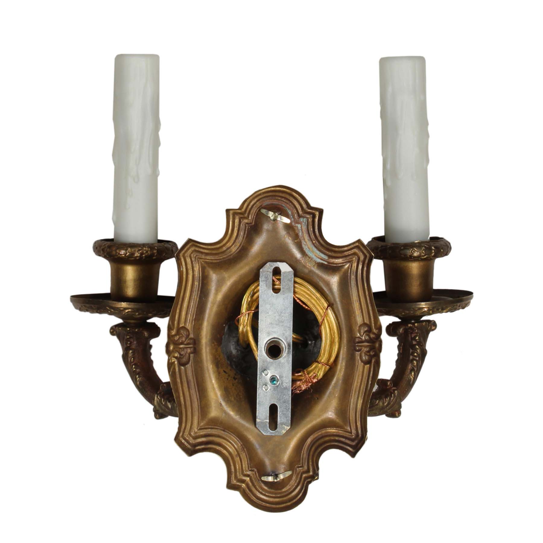 SOLD Set of Antique Double-Arm Sconces in Brass-69194