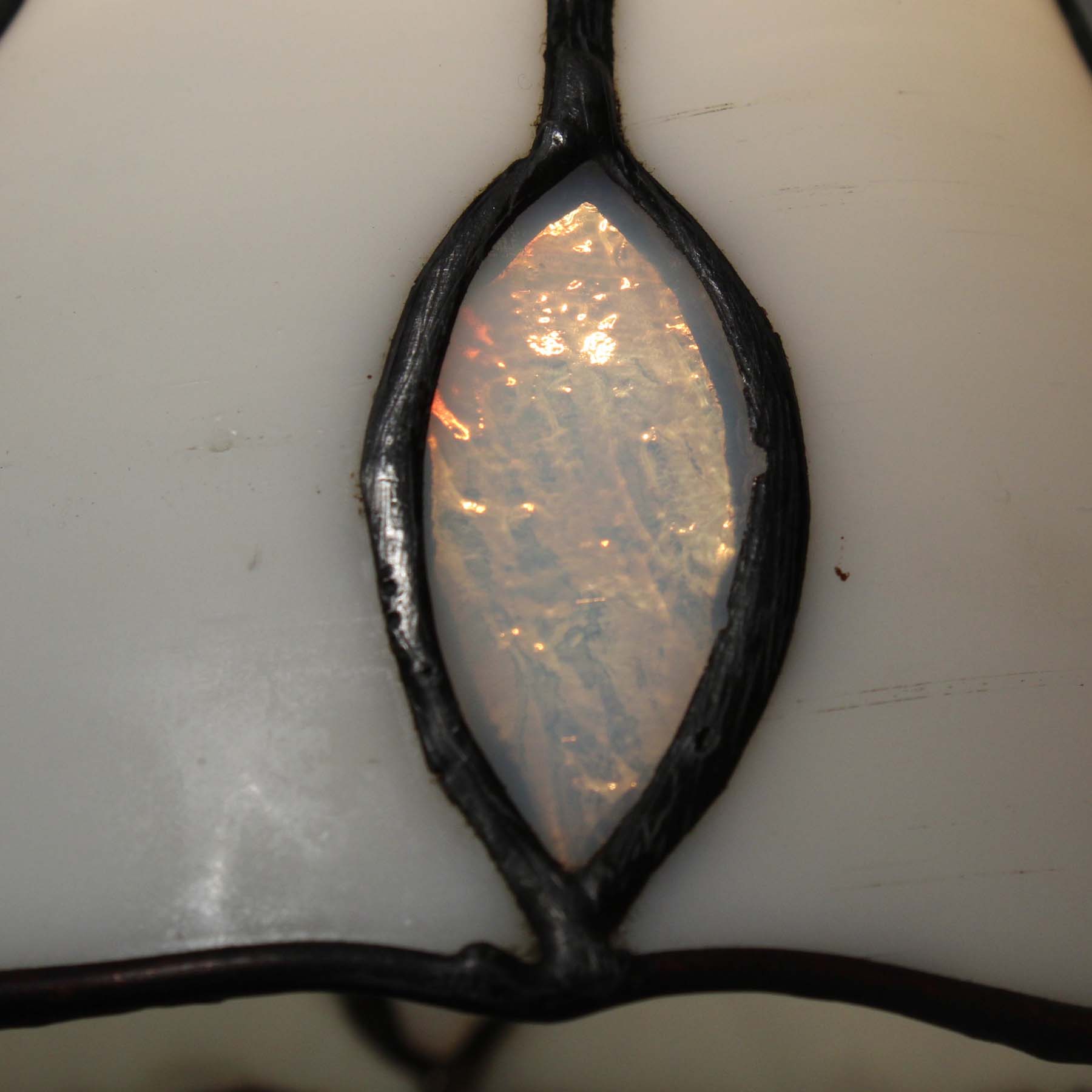 SOLD Petite Antique Leaded Glass Pendant Lights, c. 1920-69312