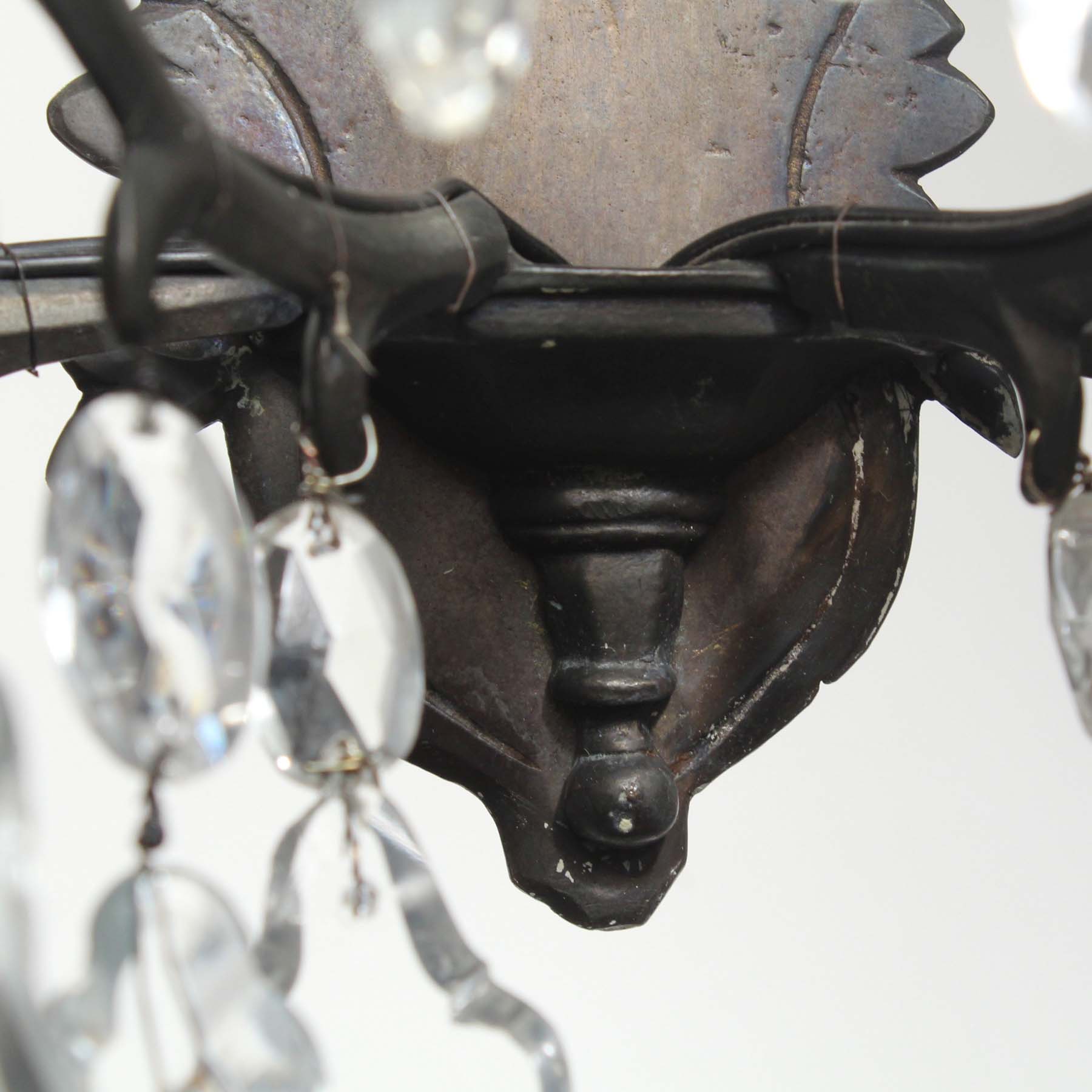 Substantial Pair of Bronze Vintage Sconces with Crystal Prisms-69361