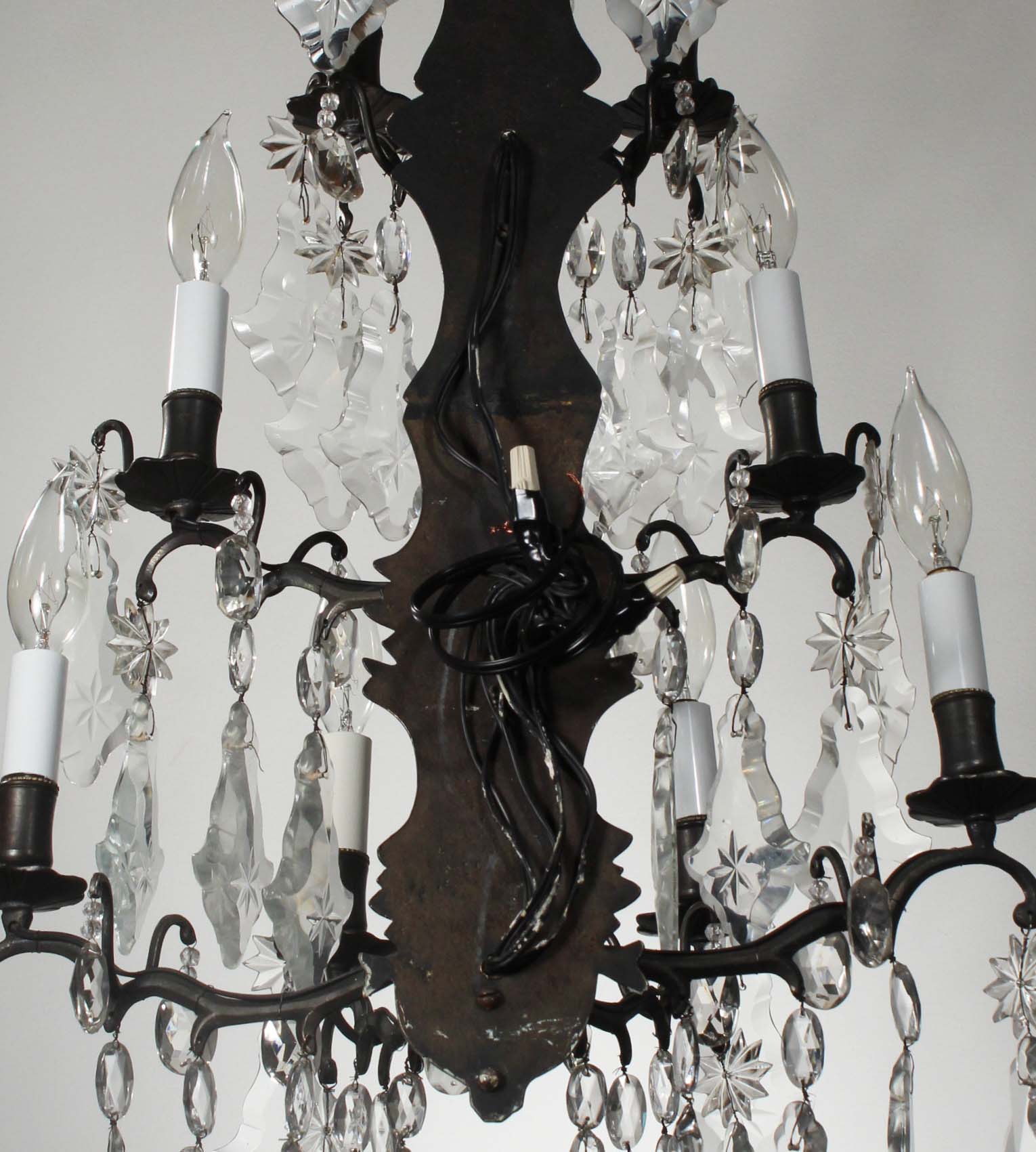 Substantial Pair of Bronze Vintage Sconces with Crystal Prisms-69362