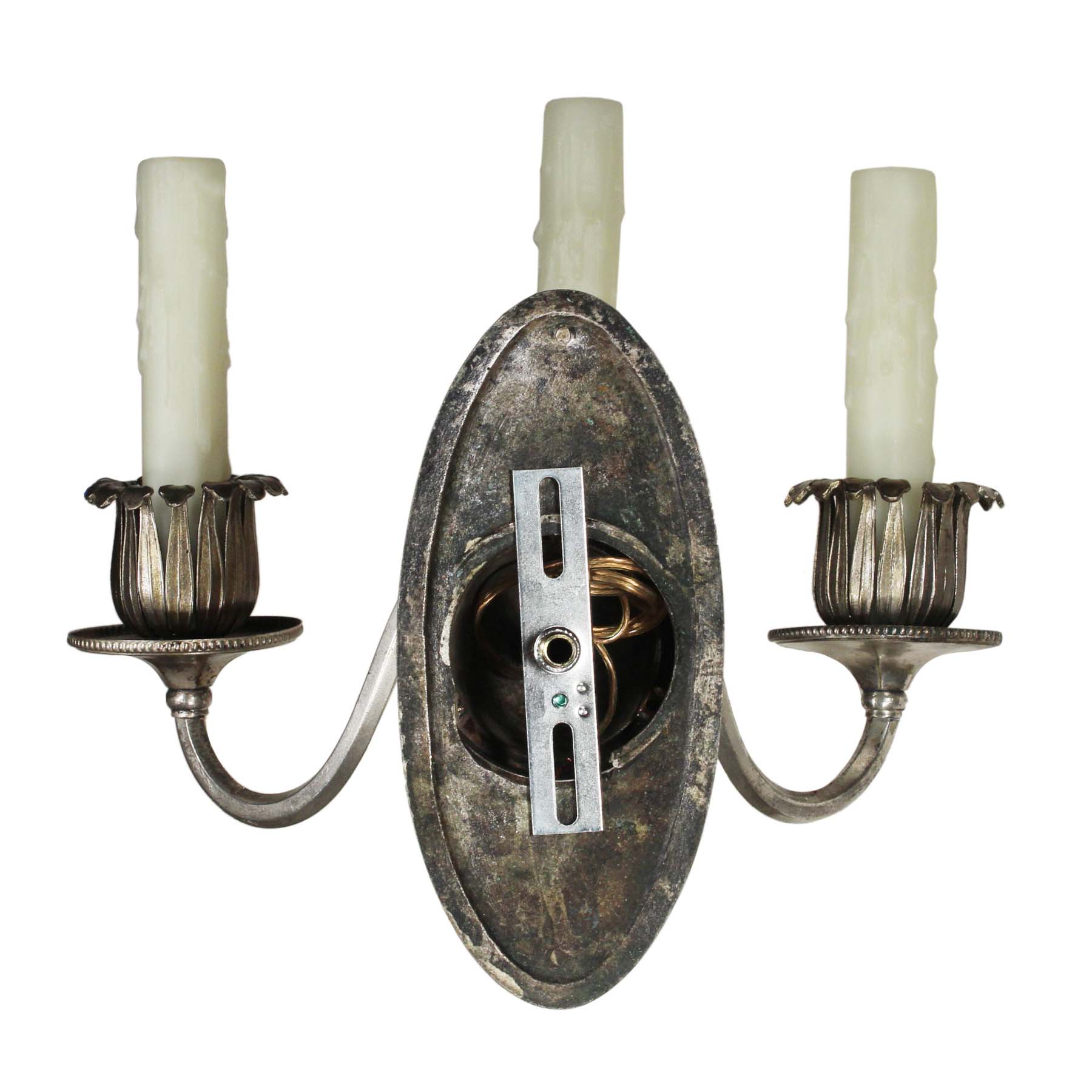 Matching Pairs of Antique Silver-Plated Three-Arm Sconces, c. 1905-69195