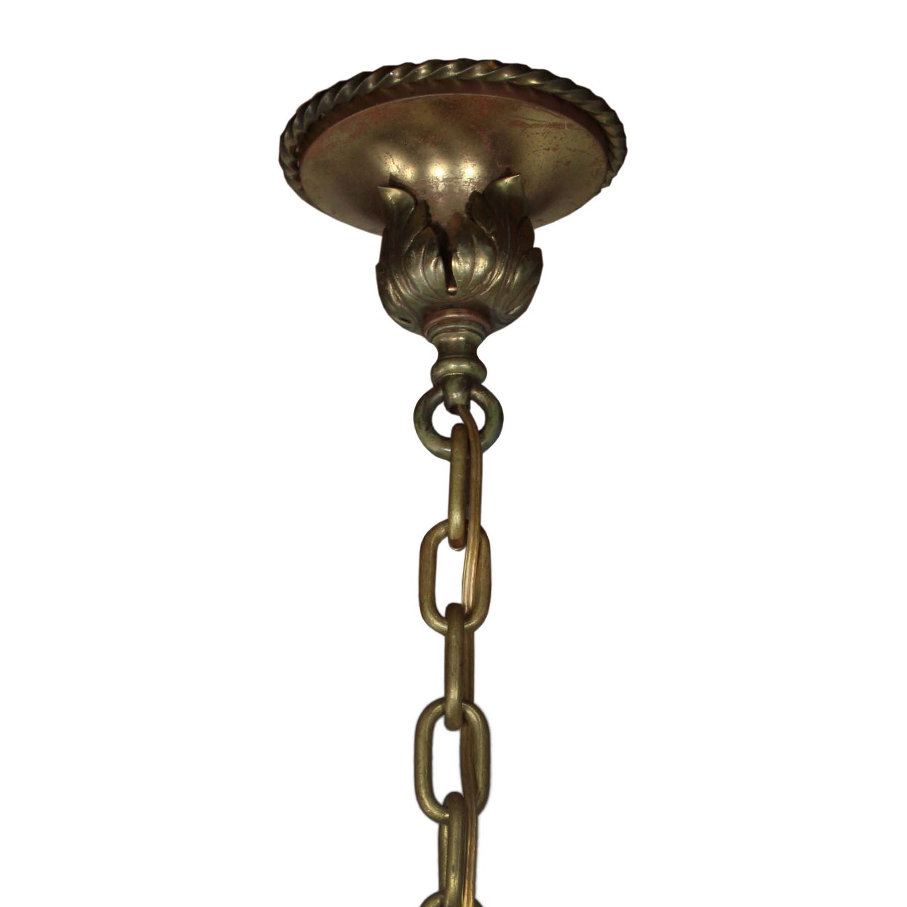 SOLD Substantial Antique Brass Chandelier with Mica -69302