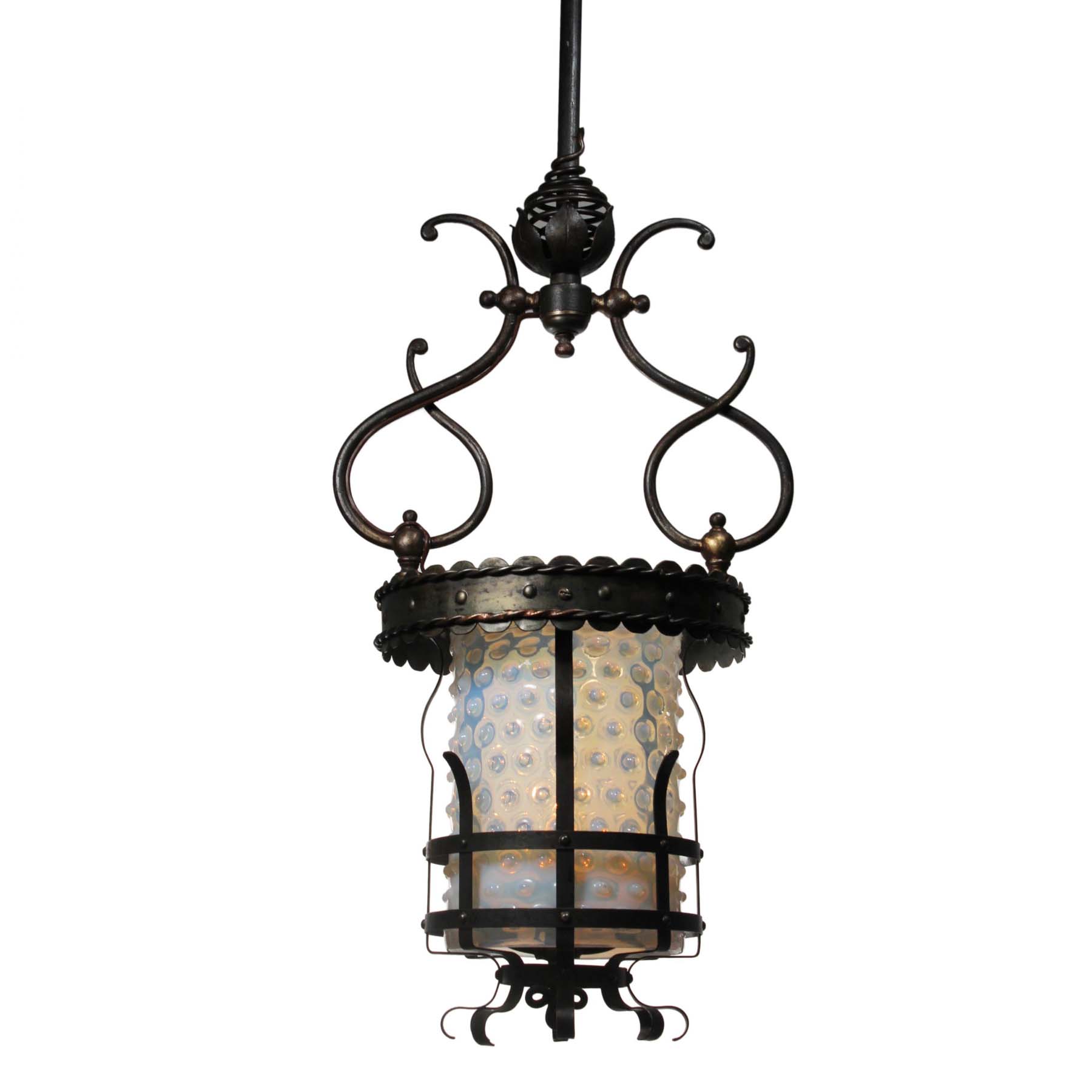 SOLD Antique Gas Lantern with Hobnail Shade, c. 1880’s-0