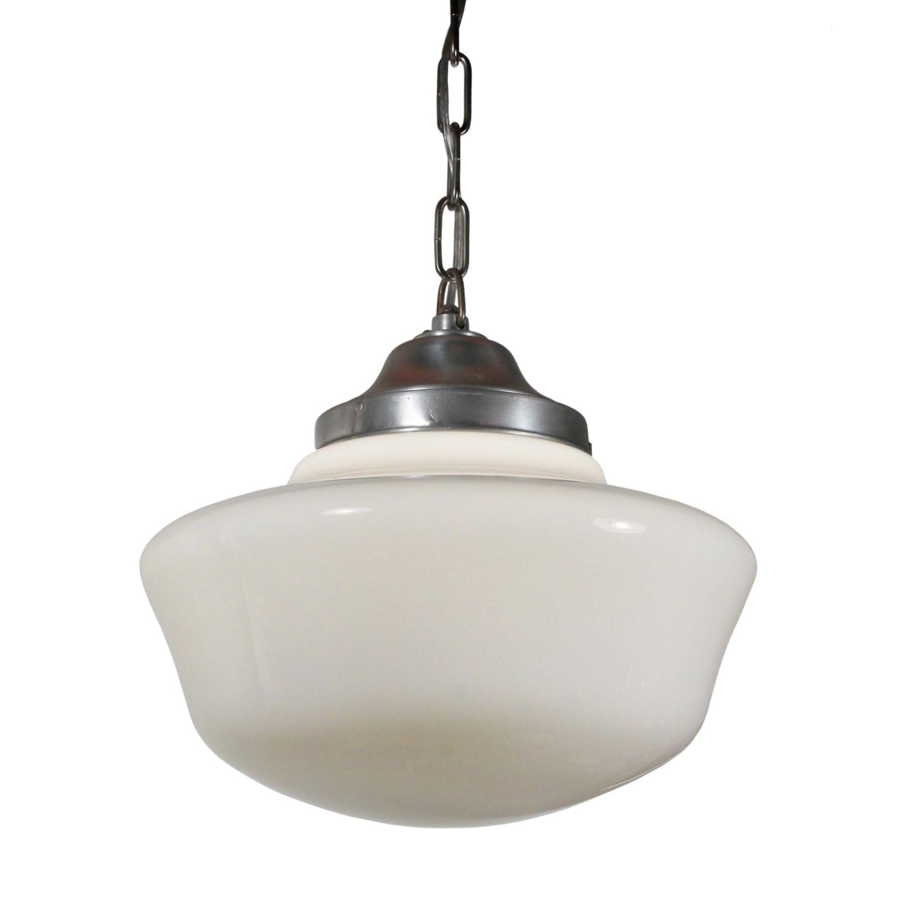 SOLD Antique Nickel Schoolhouse Pendant Light-0