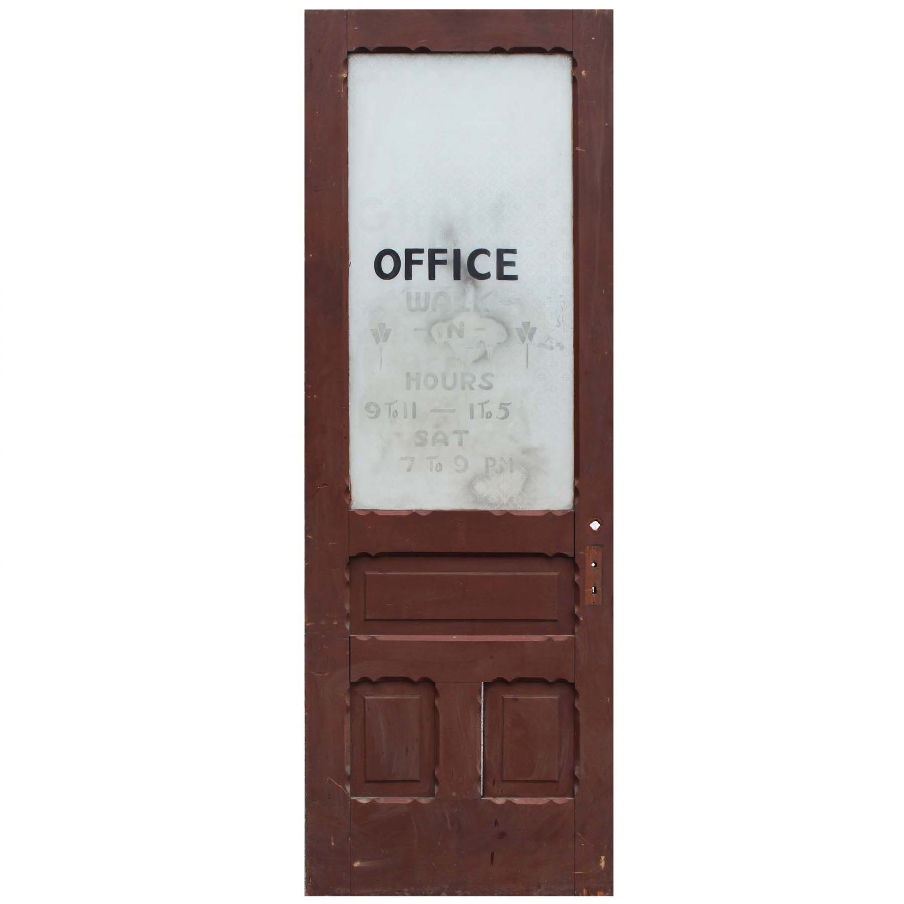 Salvaged 33” Antique Office Door, Early 1900s-0