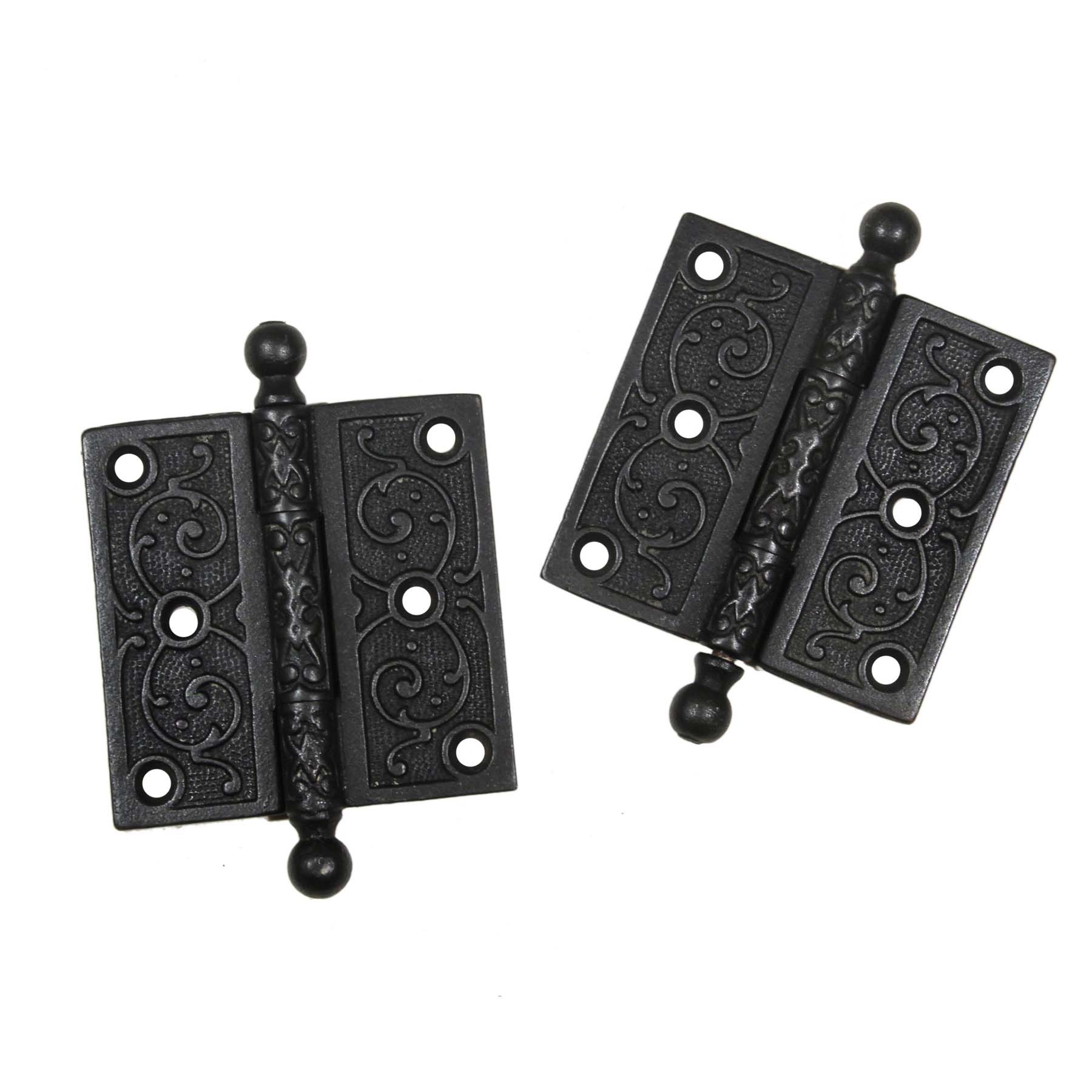 SOLD Antique Pair of Cast Iron 3.5” Eastlake Hinges-0