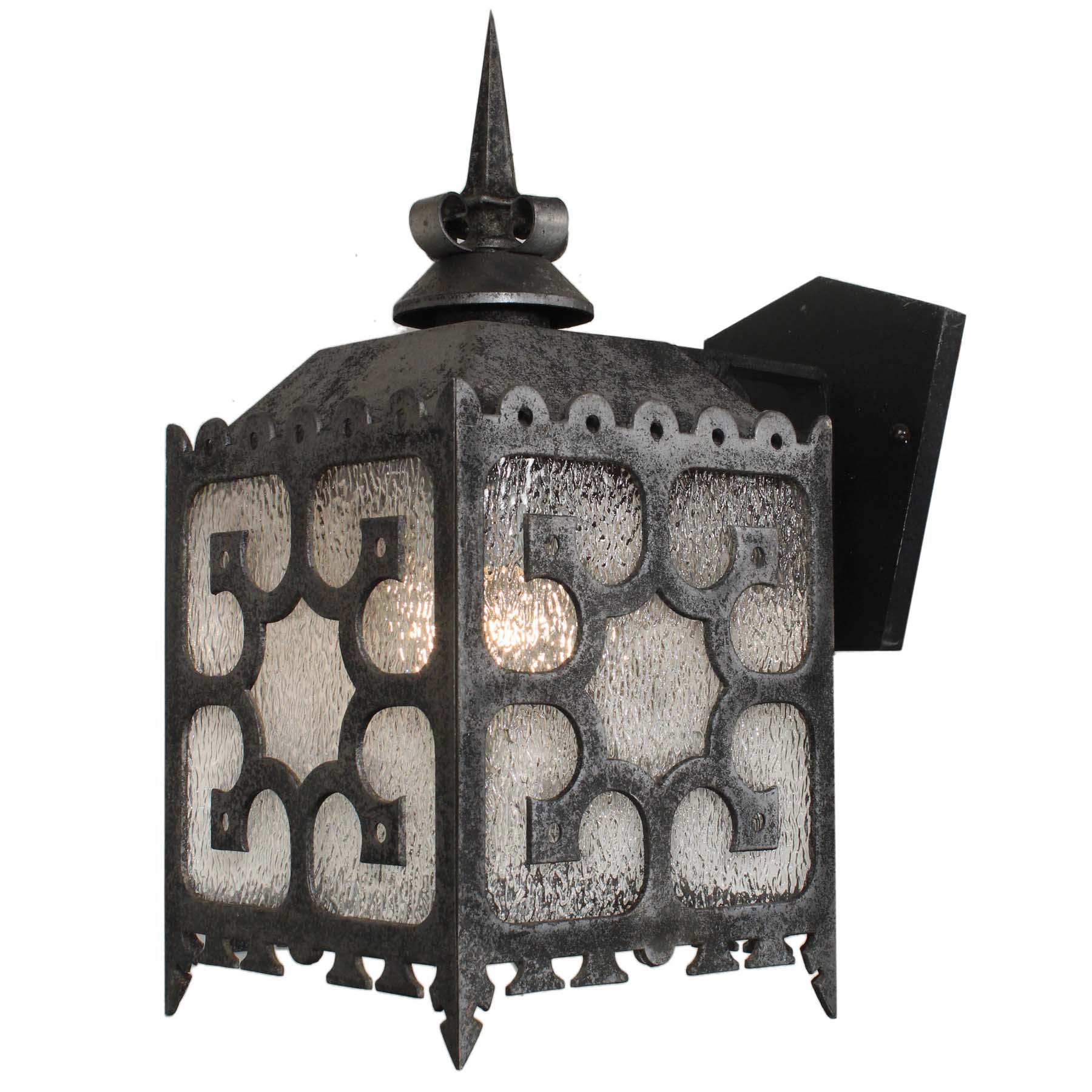 SOLD Large Exterior Vintage Sconce with Granite Glass-0