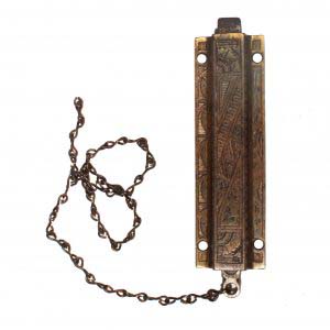 Antique Bronze Surface Mount Chain Bolt, c. 1890's-0