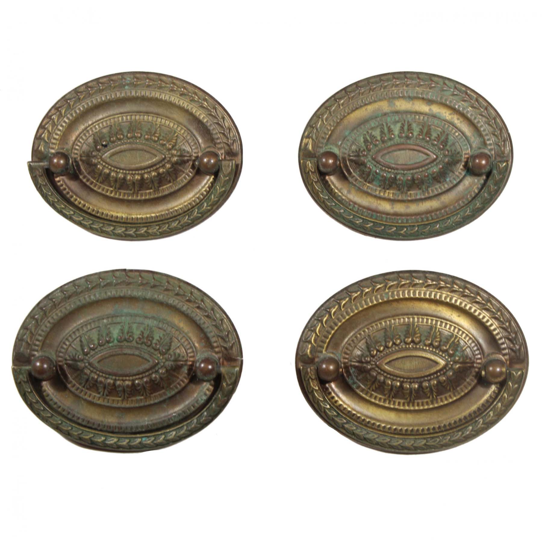 SOLD Antique Brass Drop Ring Cabinetry Pulls, “Heppelwhite”-0