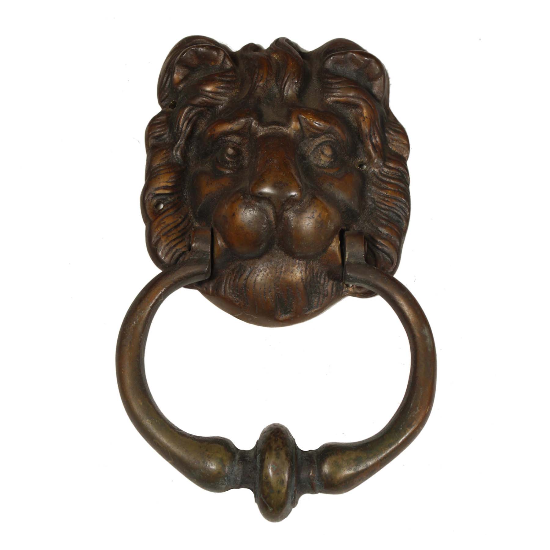 SOLD Antique Lion Door Knocker, Cast Bronze-0