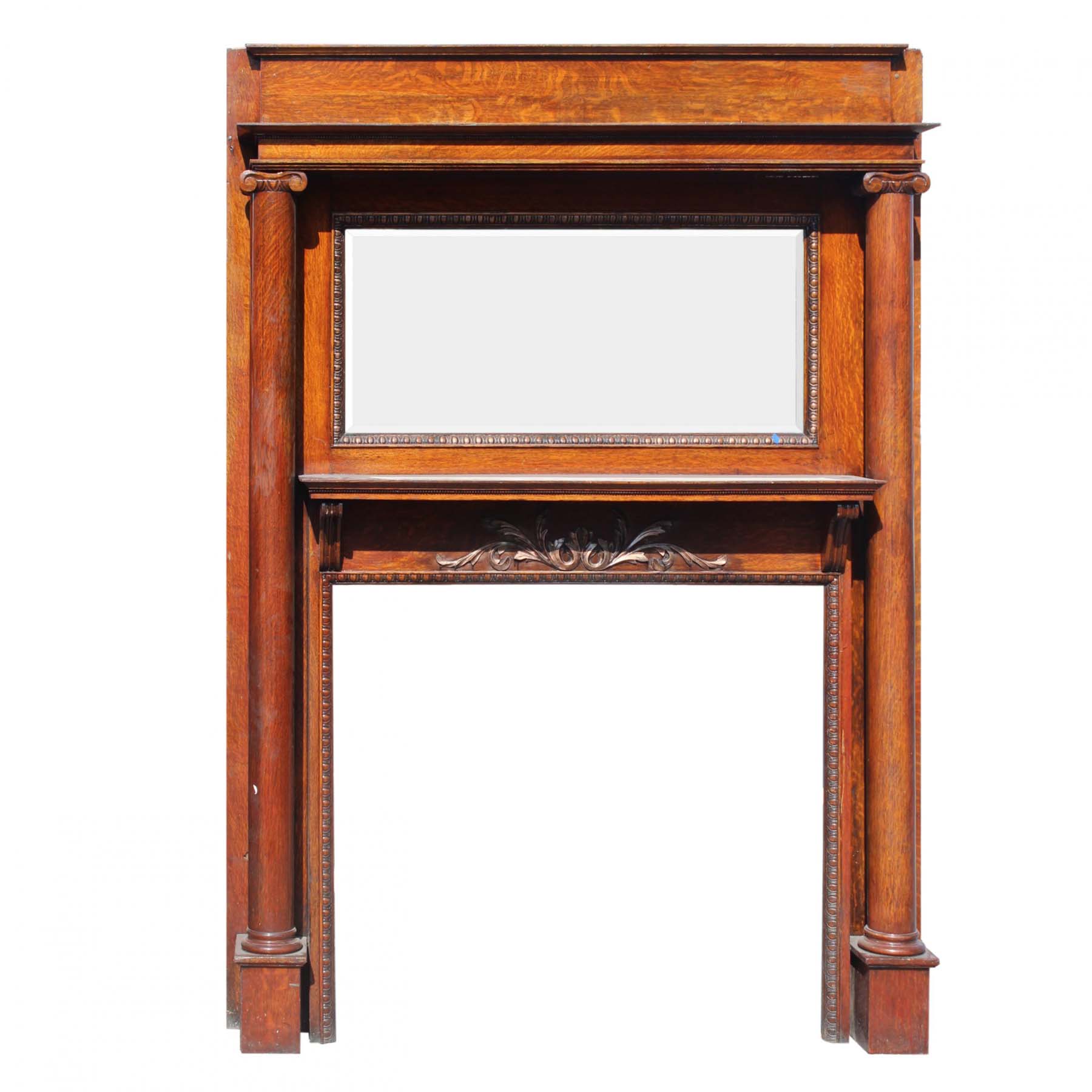 SOLD Antique Oak Fireplace Mantel, Manuel House c.1910-0