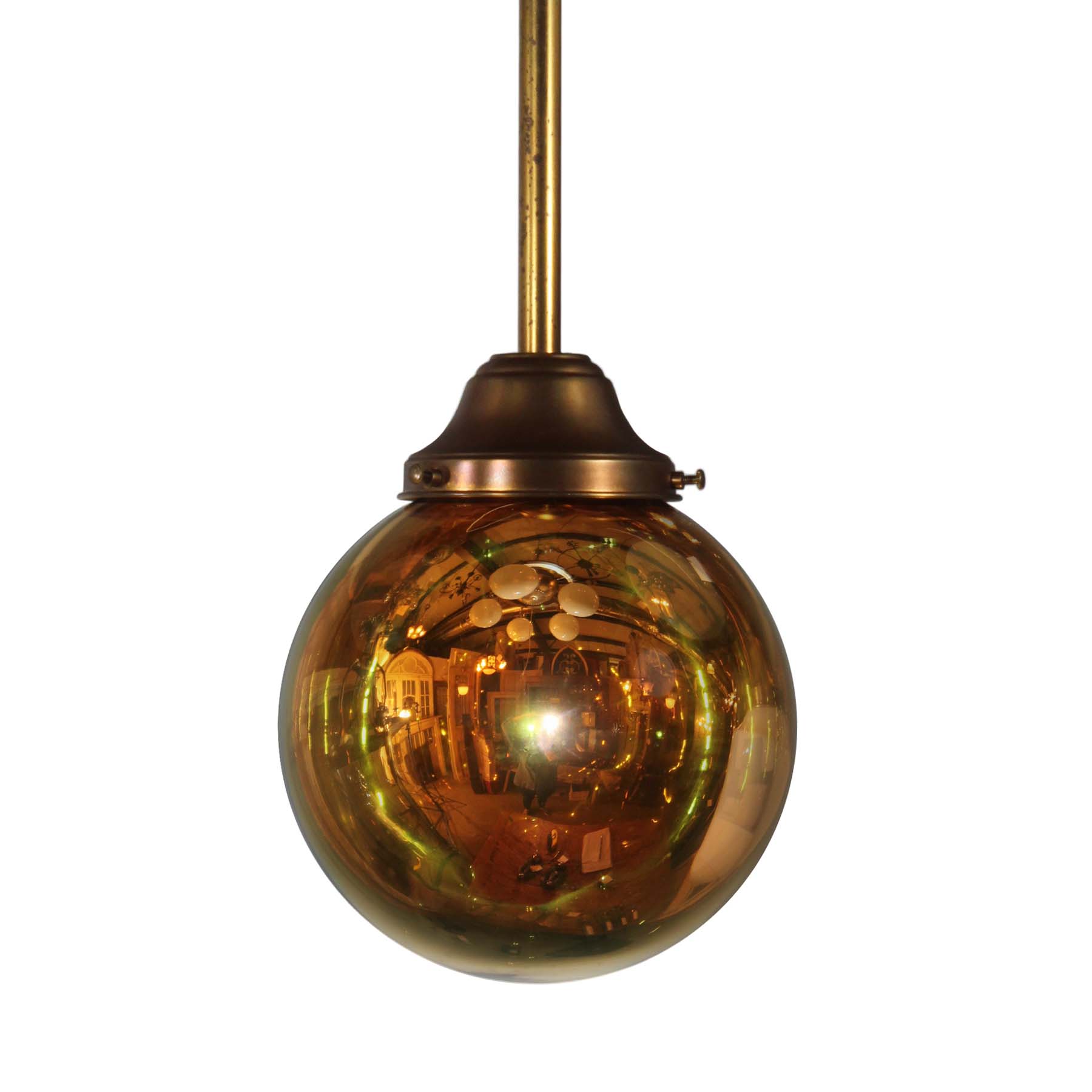 SOLD Mirrored Glass Ball Pendant Lights, Vintage Lighting-69597