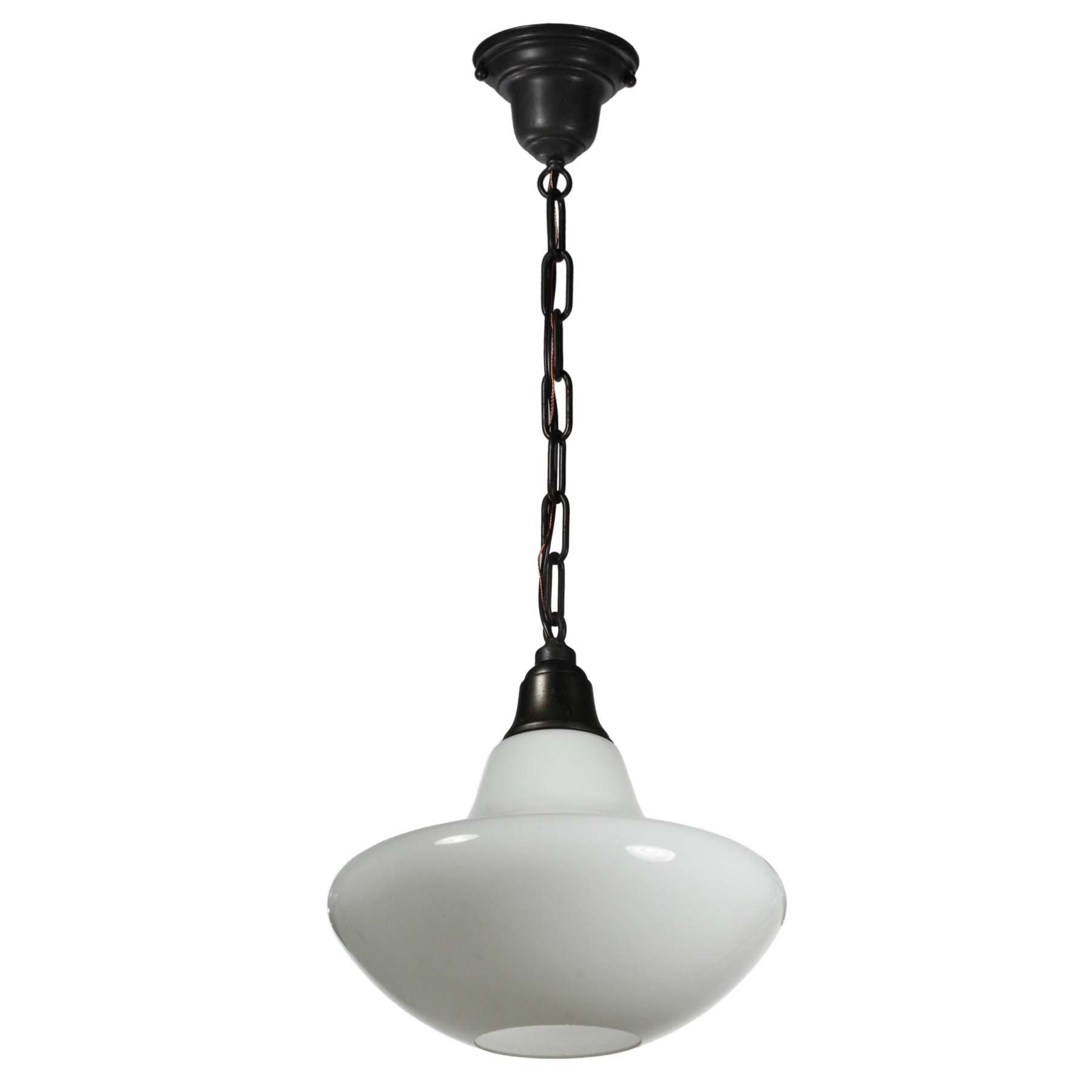 SOLD Antique Schoolhouse Pendant Light with Unusual Shade-69682