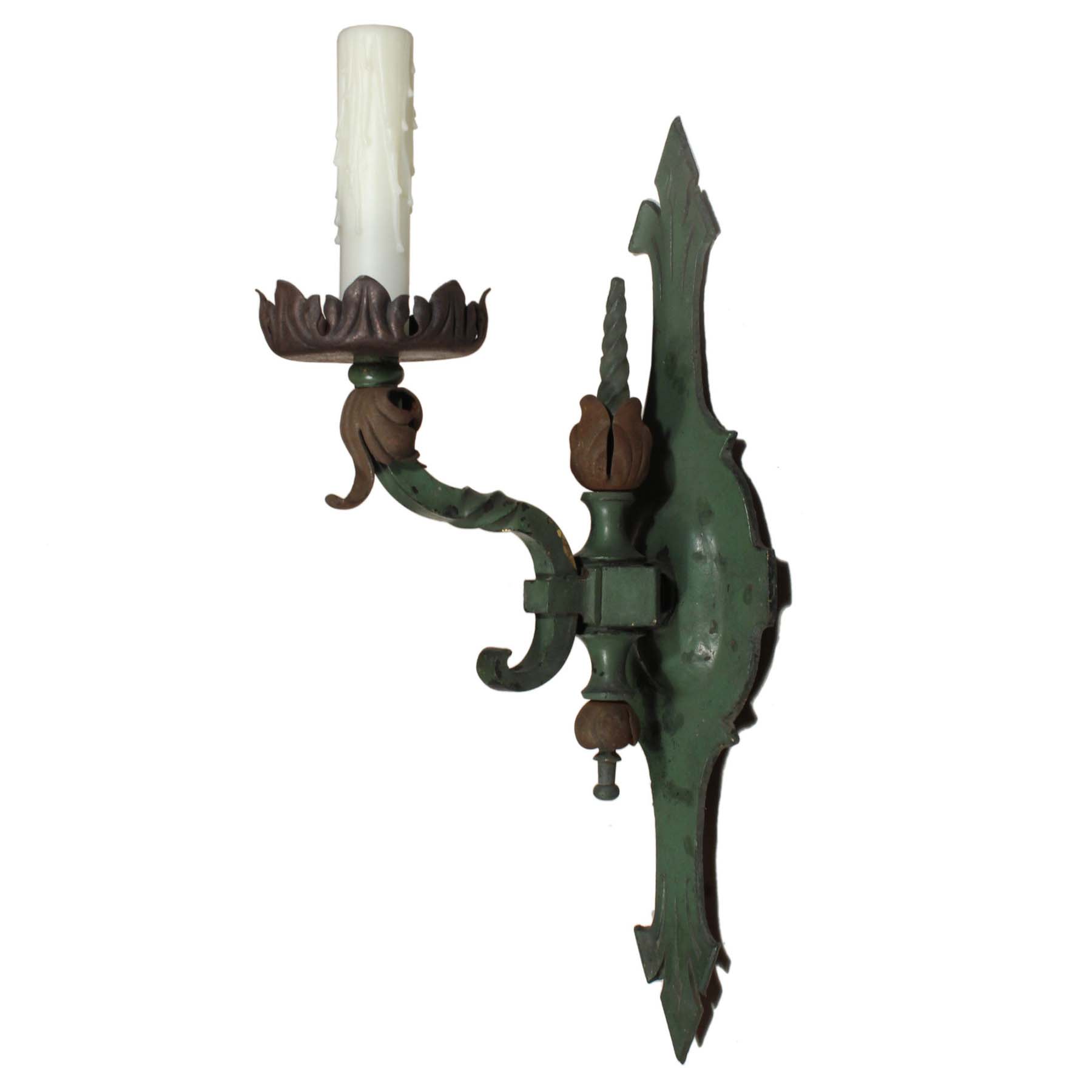 Pair of Antique Cast Bronze Single-Arm Sconces-69829