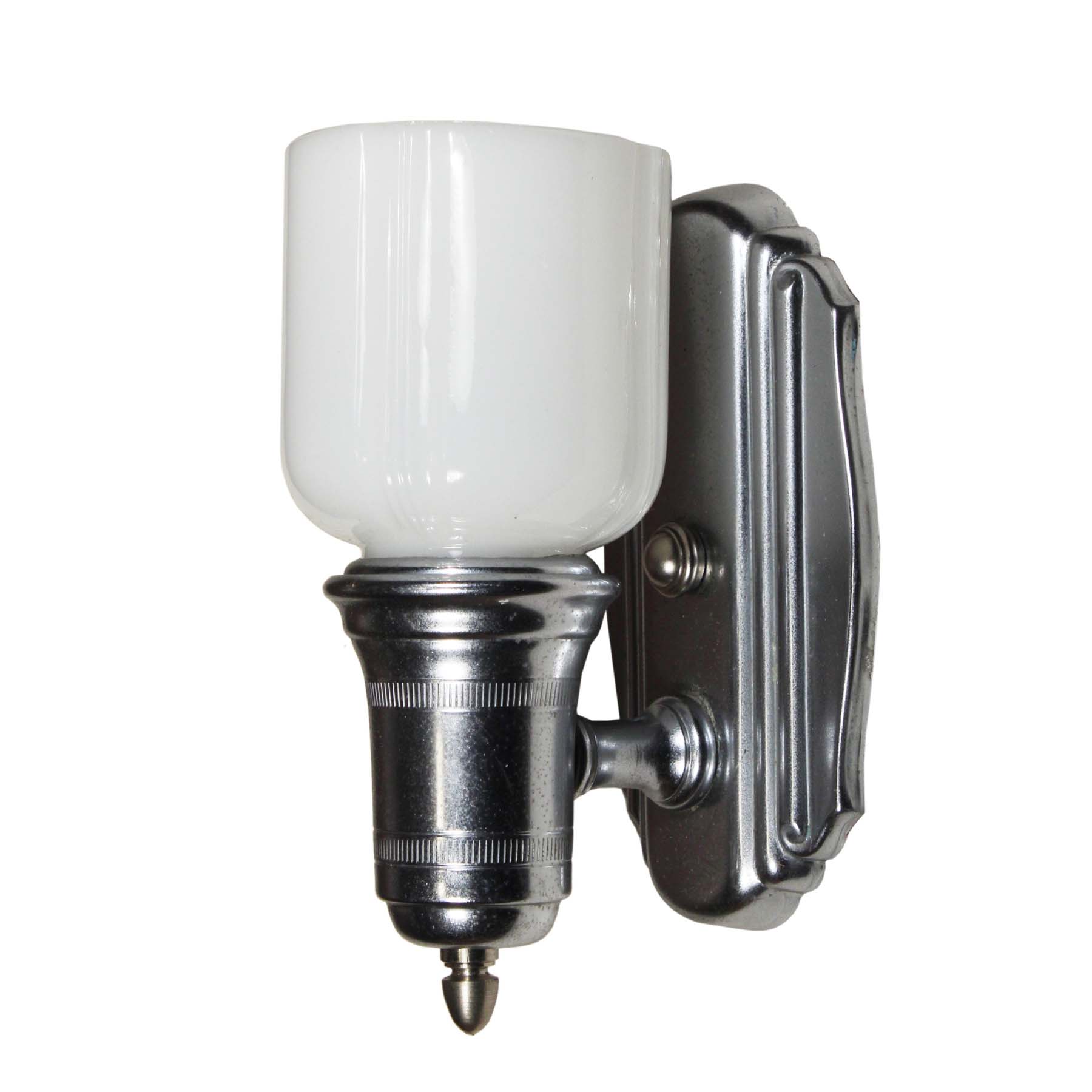 SOLD Antique Pair of Art Deco Bathroom Sconces with Sit-In Shades-69846