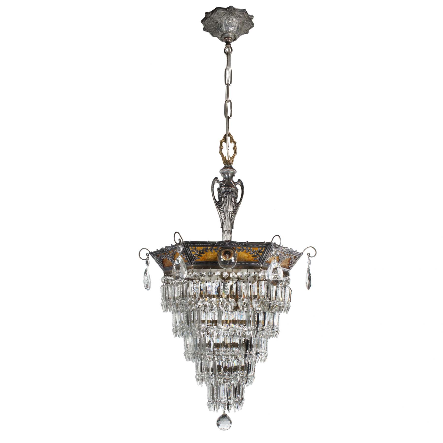 SOLD Antique Neoclassical Wedding Cake Chandelier with Mica-69898