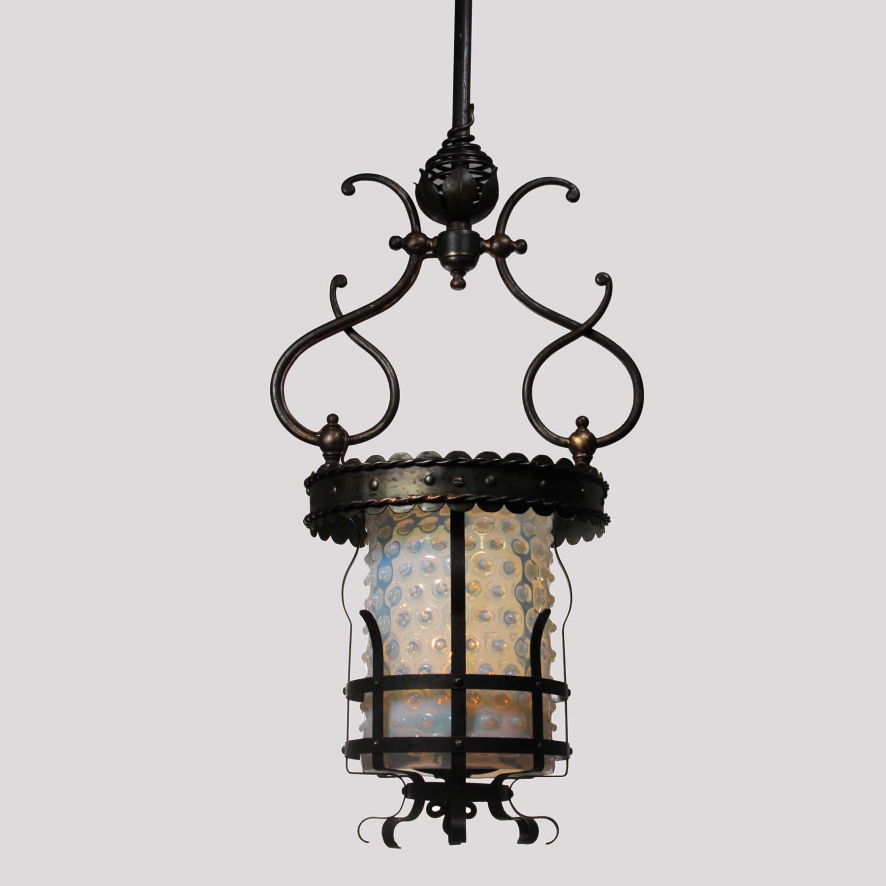SOLD Antique Gas Lantern with Hobnail Shade, c. 1880’s-69502