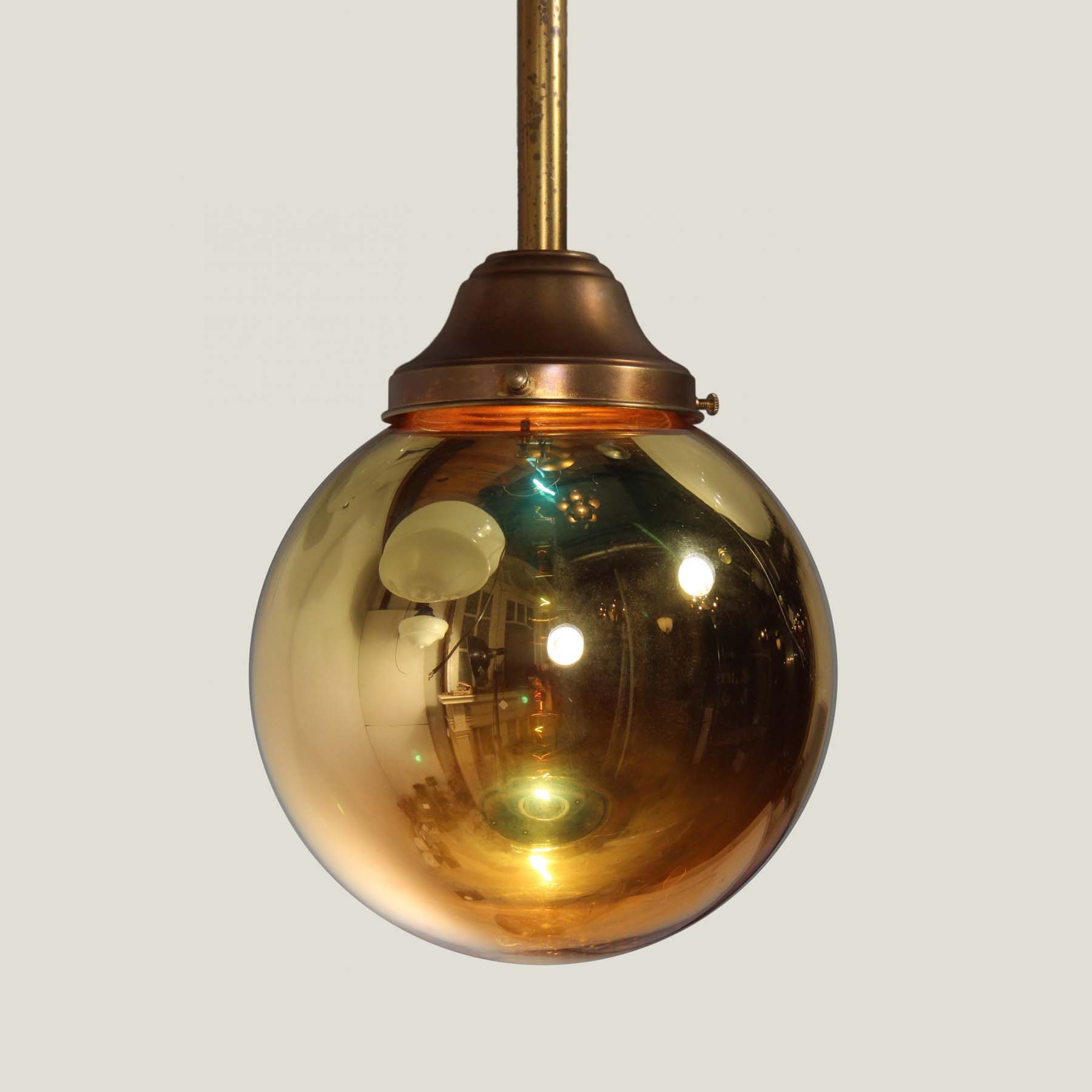SOLD Mirrored Glass Ball Pendant Lights, Vintage Lighting-69598