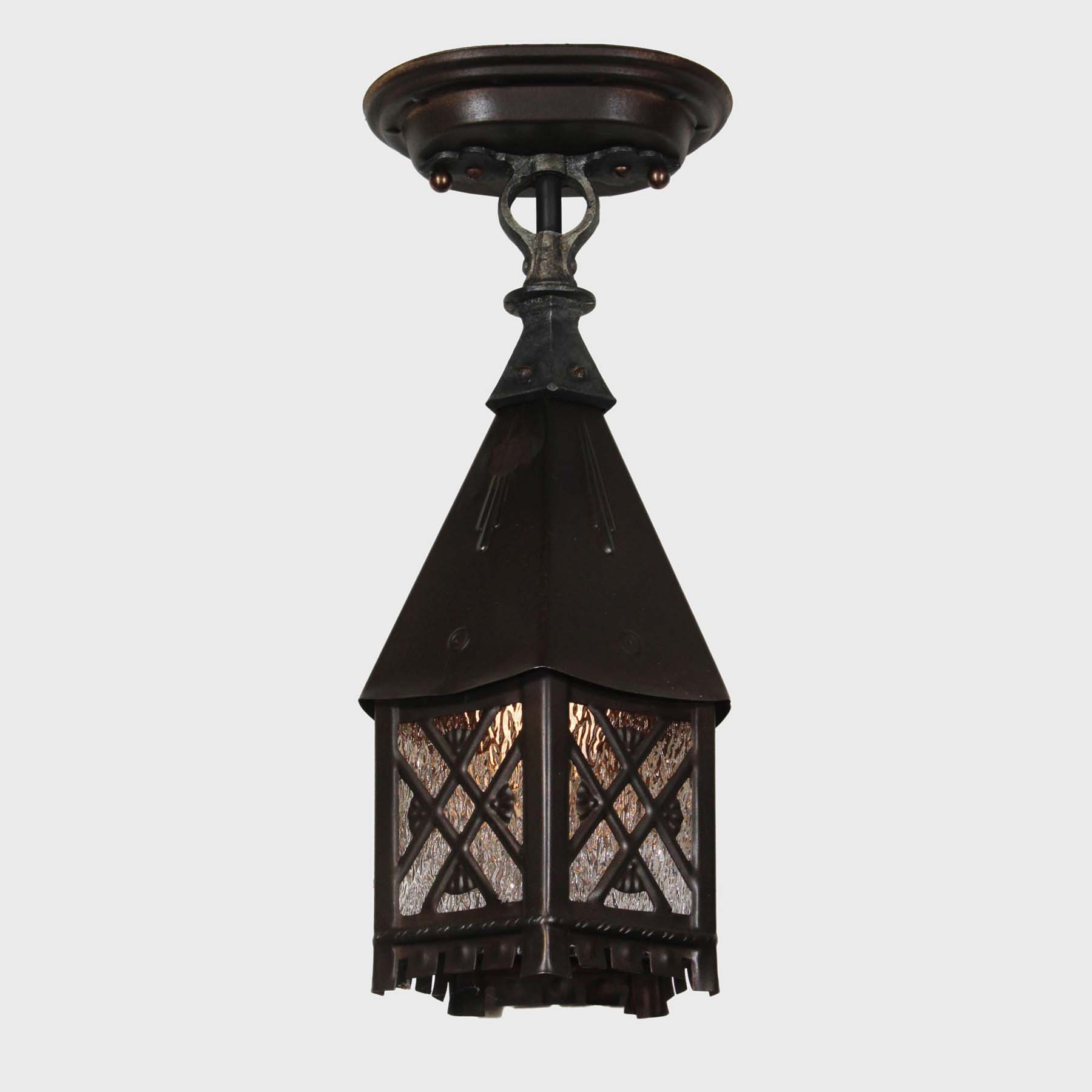 SOLD Antique Tudor Semi-Flush Lanterns-69614