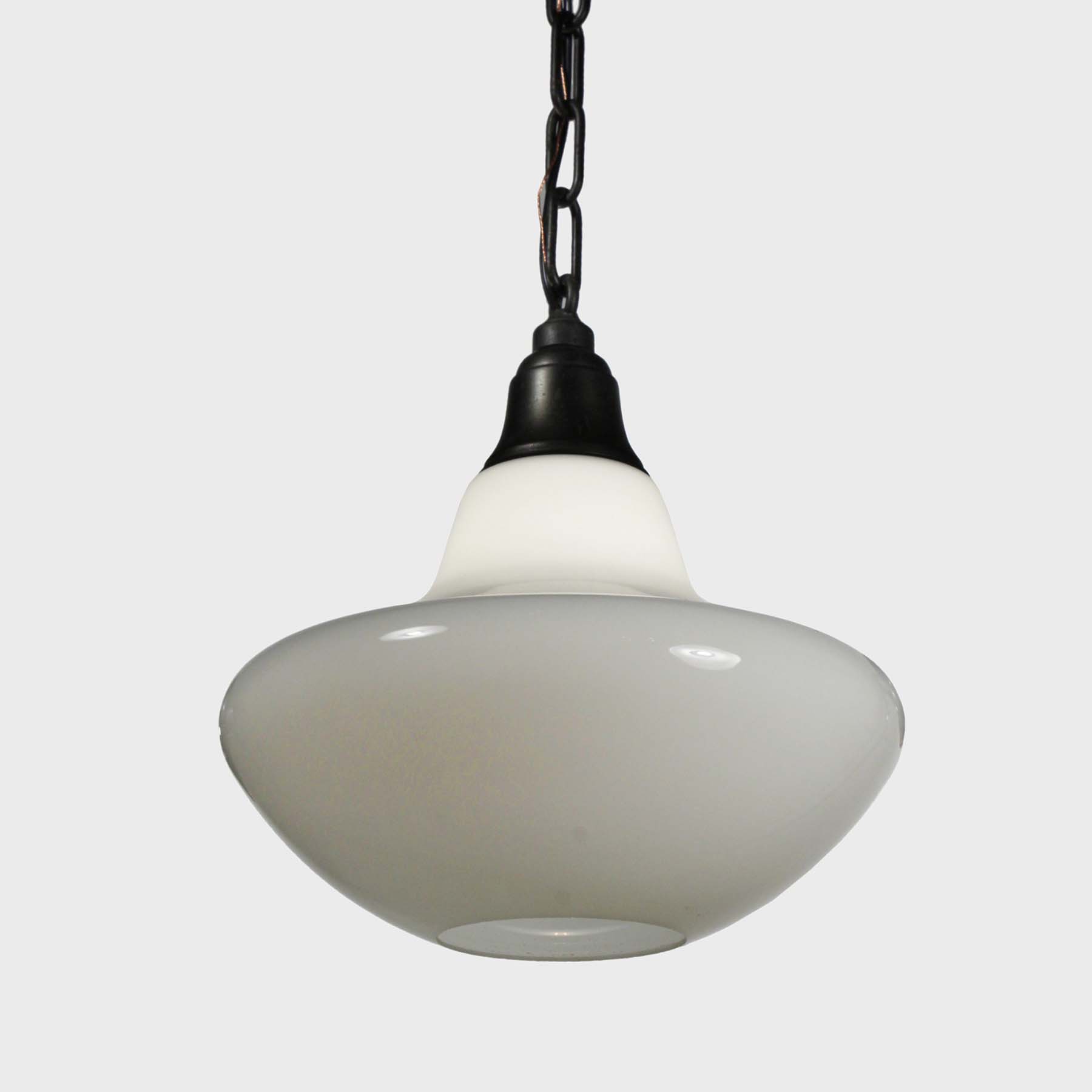 SOLD Antique Schoolhouse Pendant Light with Unusual Shade-69684