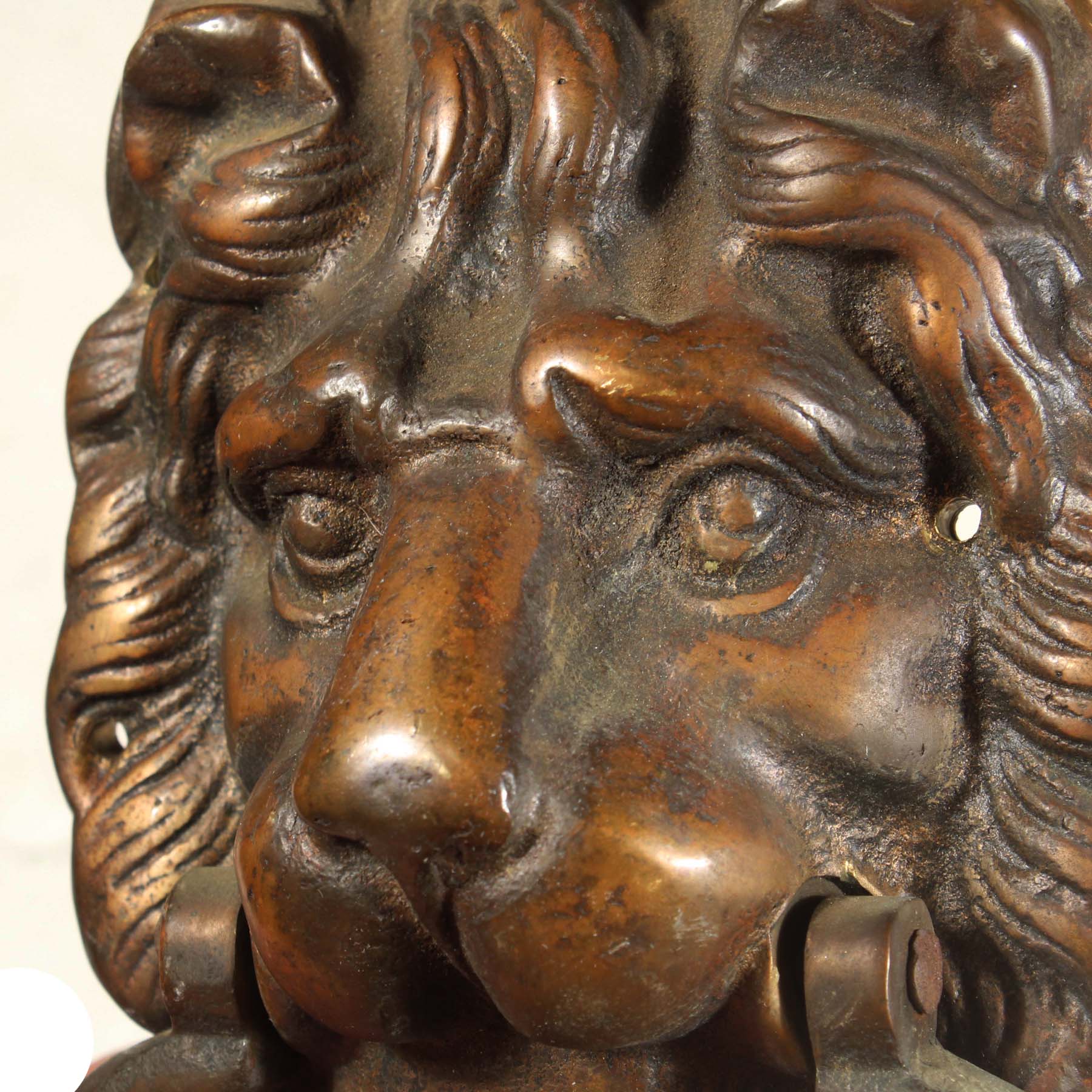 SOLD Antique Lion Door Knocker, Cast Bronze-69876
