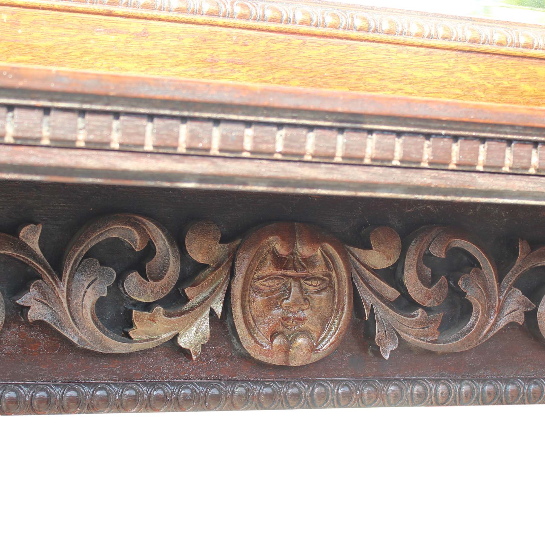 Antique Oak Figural Fireplace Mantel, Manuel House-69463