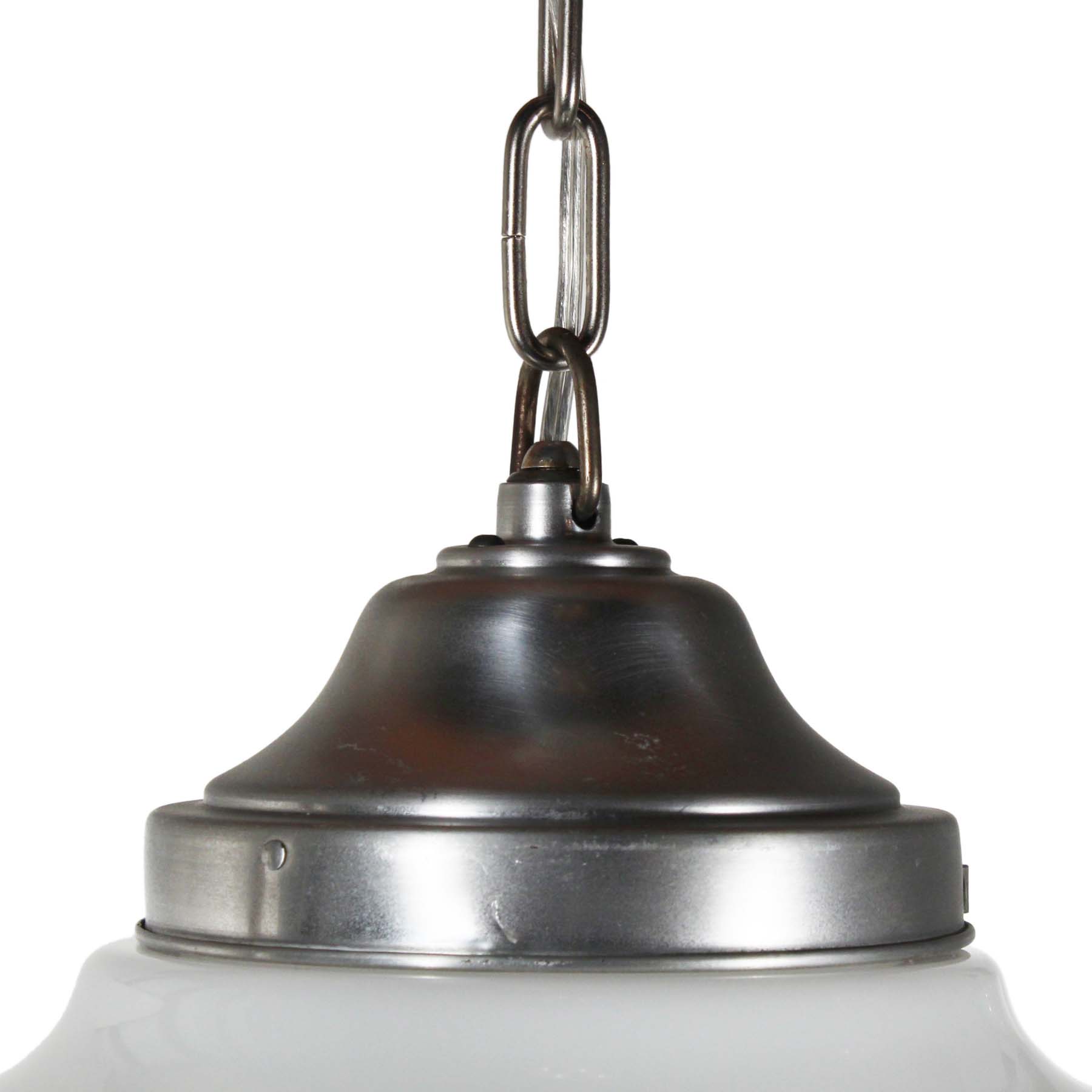 SOLD Antique Nickel Schoolhouse Pendant Light-69610