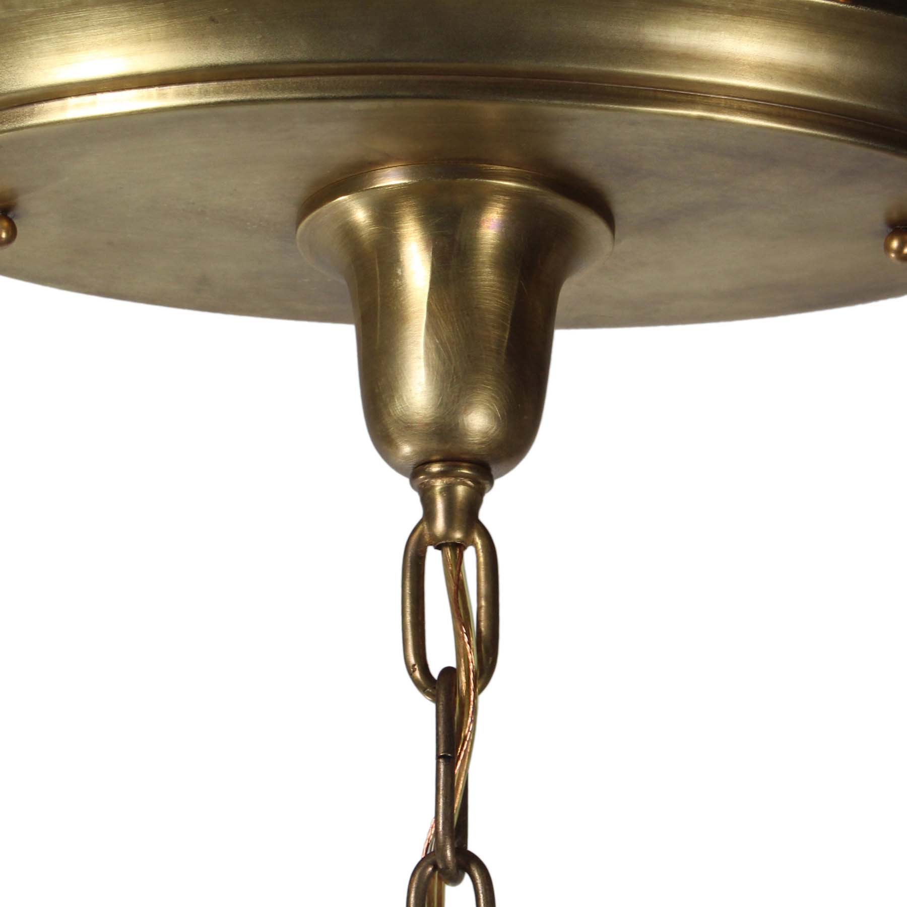 SOLD Antique Brass Semi Flush-Mount Chandelier with Ball Shades-69678