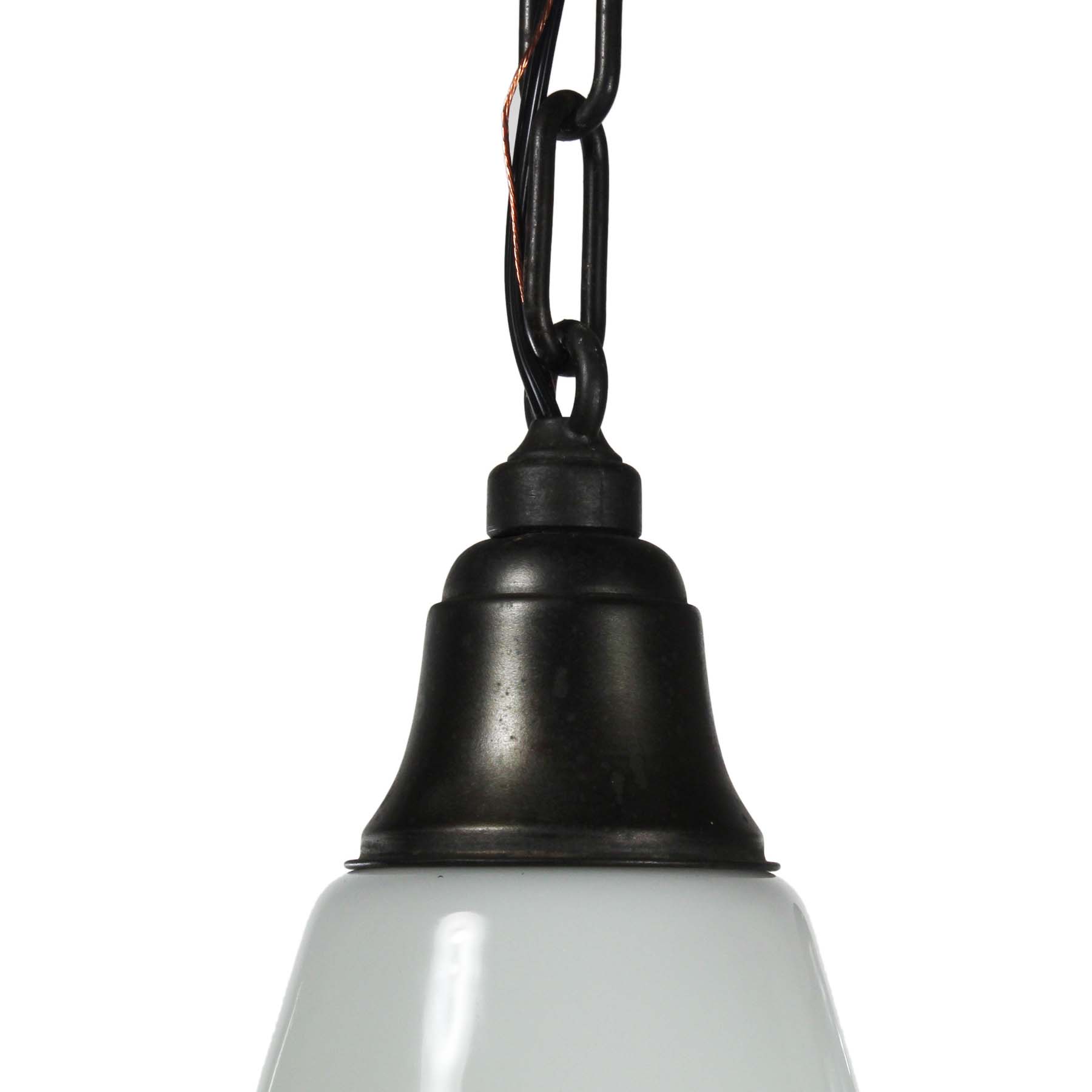 SOLD Antique Schoolhouse Pendant Light with Unusual Shade-69683