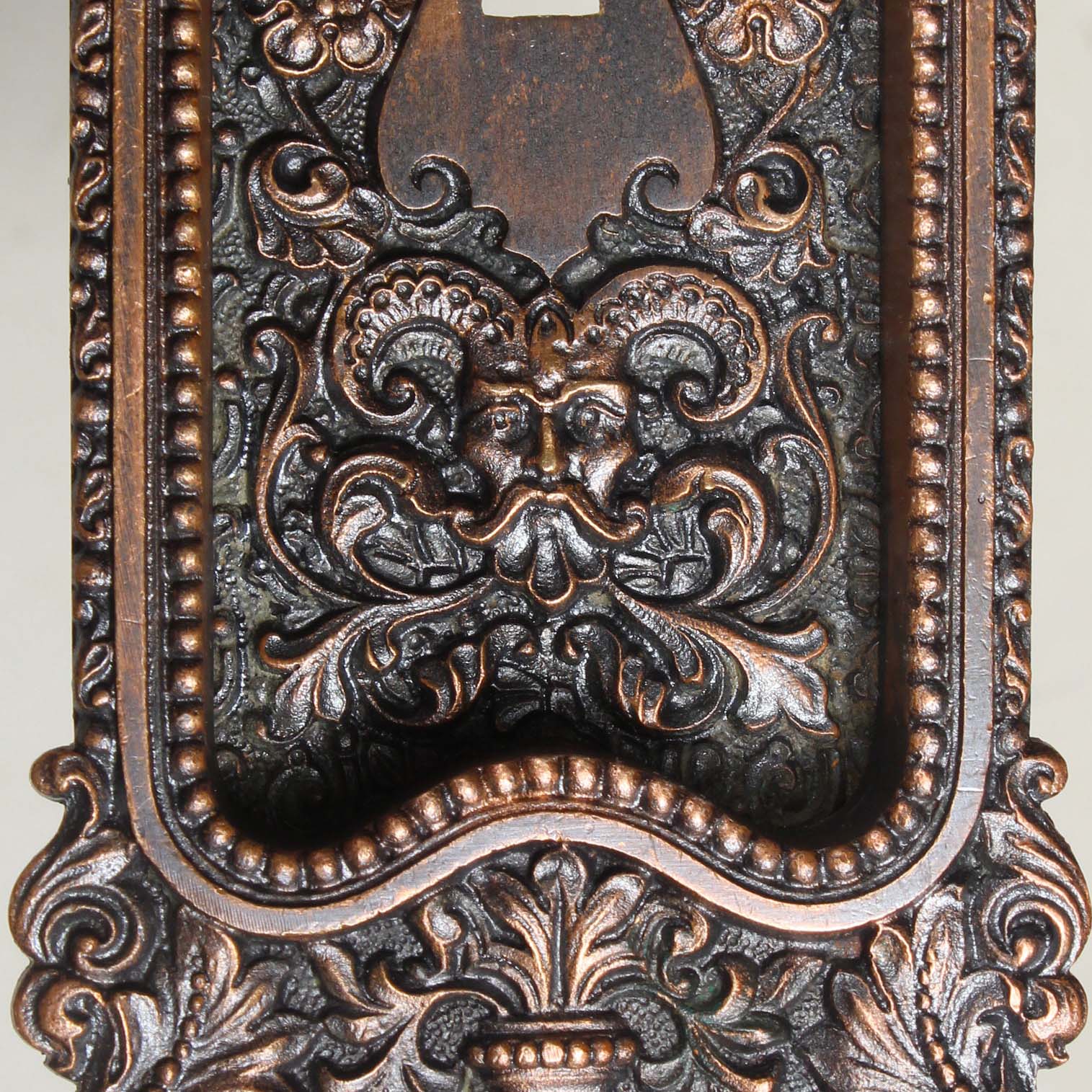 Antique Pair of Cast Bronze Figural Pocket Door Plates-69738