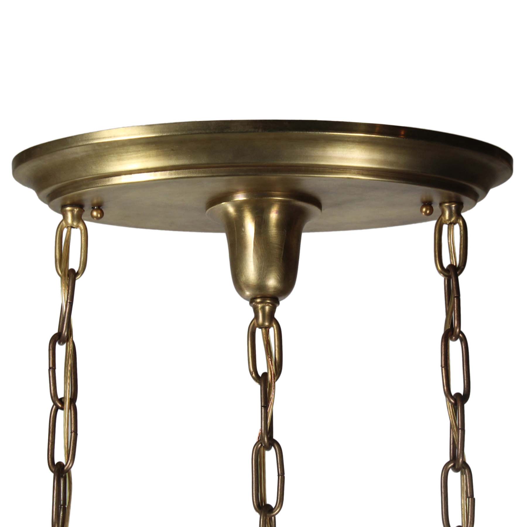 SOLD Antique Brass Semi Flush-Mount Chandelier with Ball Shades-69680