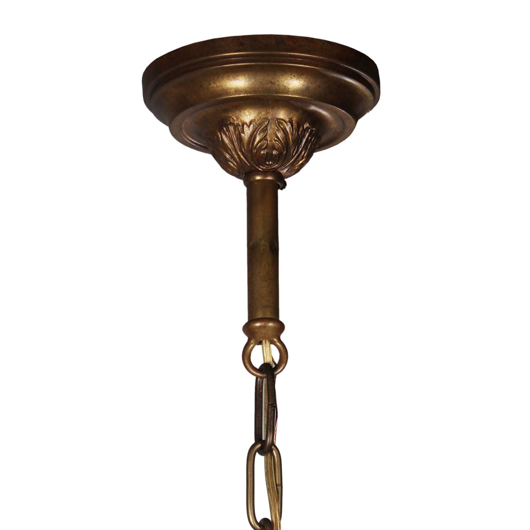 SOLD Antique Brass Neoclassical Chandelier with Prisms, c. 1910-69674