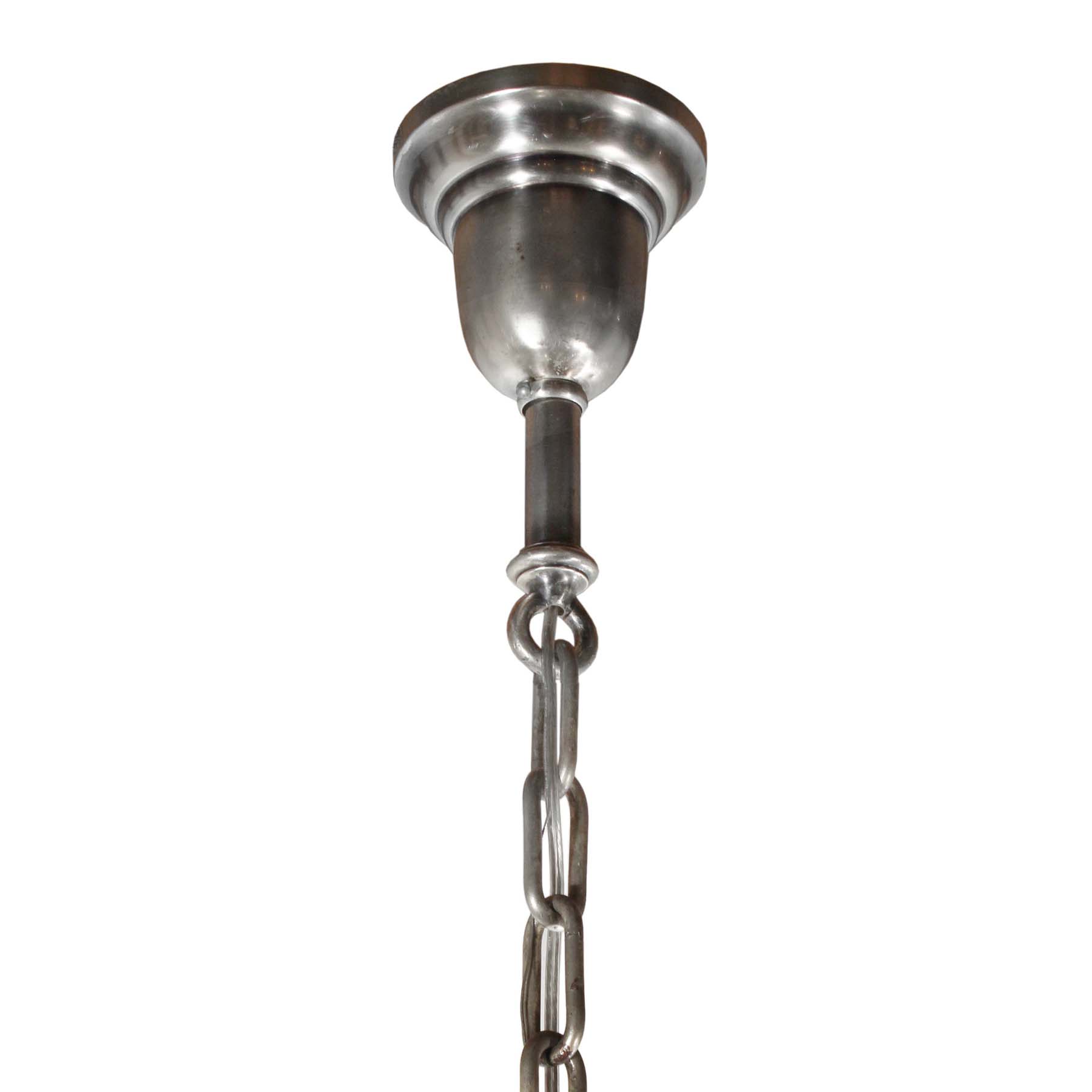 SOLD Substantial Antique Silver Plated Chandelier with Ball Shades-69827