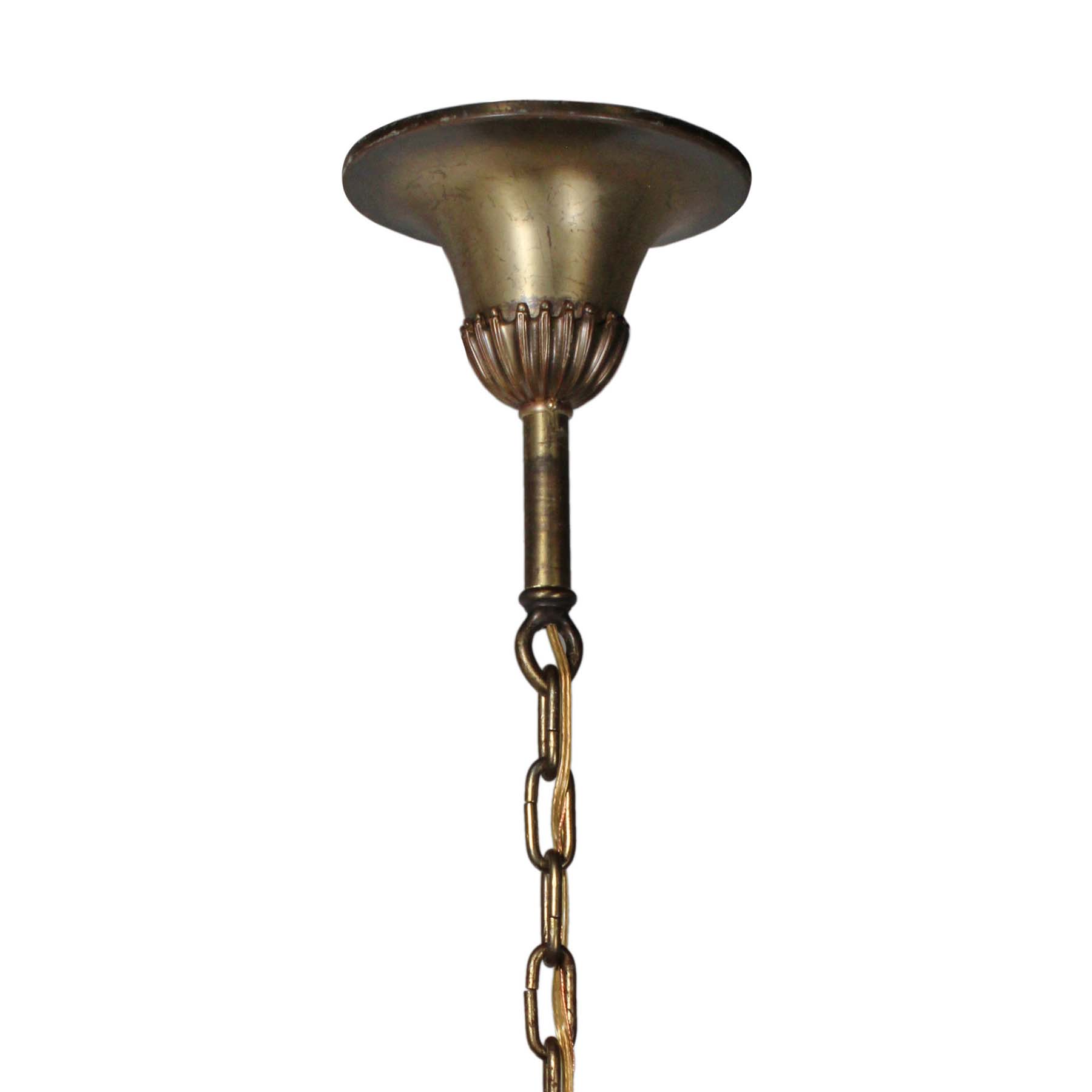 SOLD Substantial Antique Brass Three-Light Lantern Chandelier, Early 1900s-69665