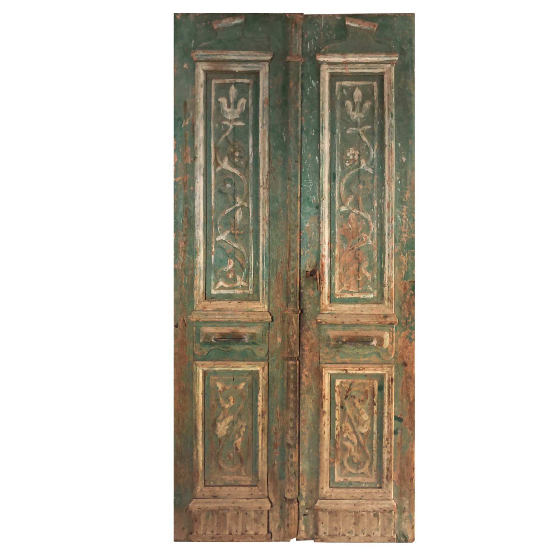SOLD Pair of 46” Antique Carved French Doors-0