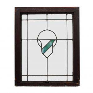 Antique American Arts & Crafts Stained Glass Windows with Shield-0