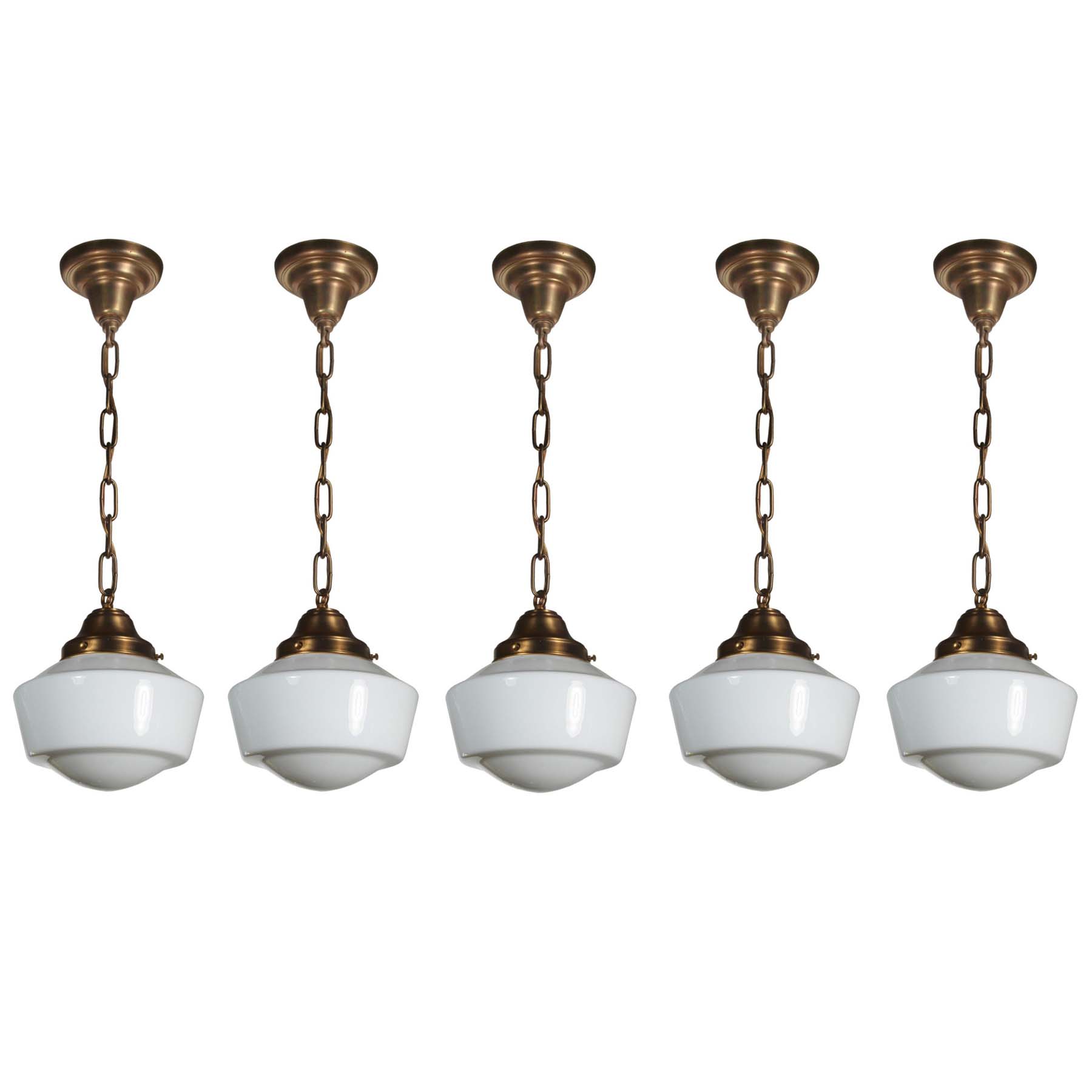 Petite Antique Brass Schoolhouse Pendant Lights-0