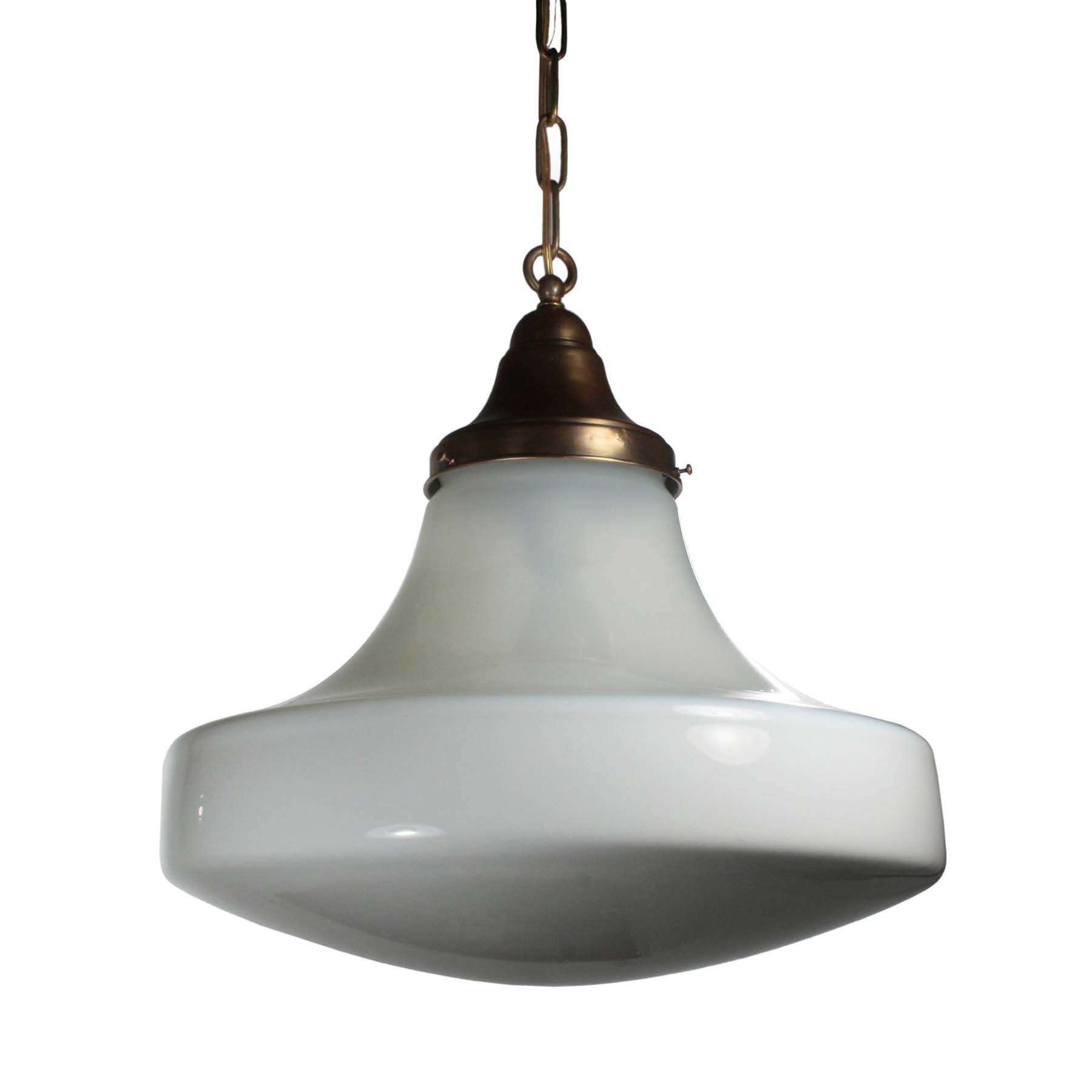 SOLD Antique Brass Schoolhouse Pendant Light with Original Shade-0