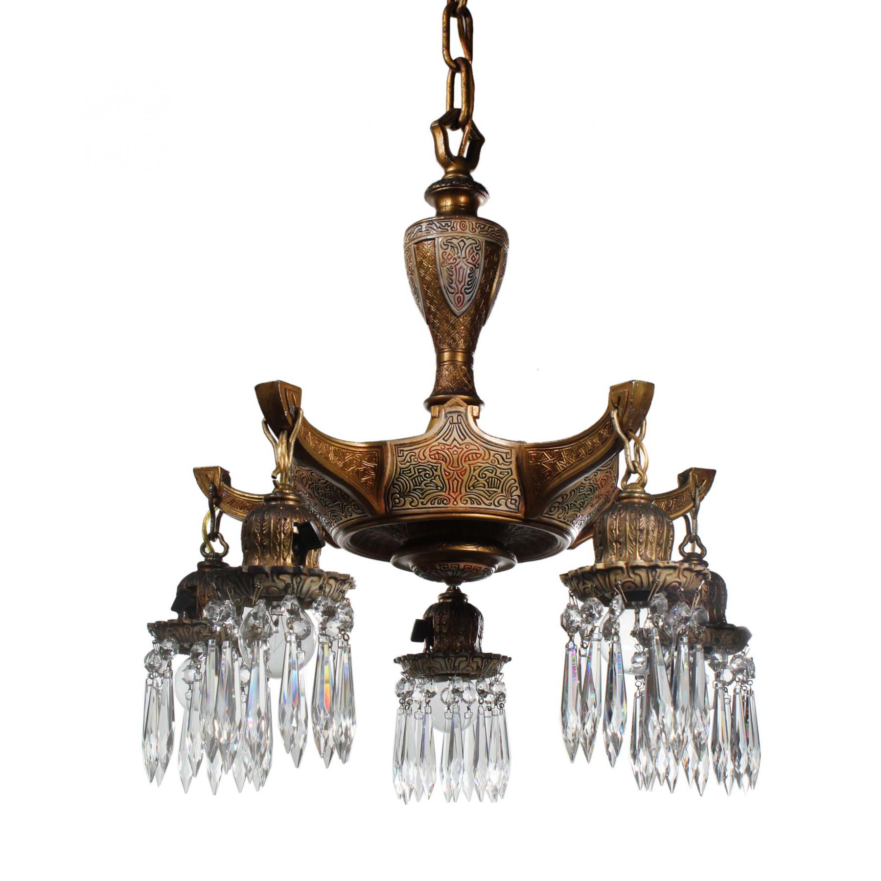 SOLD Antique Spanish Revival Chandelier, Empire Lighting-0