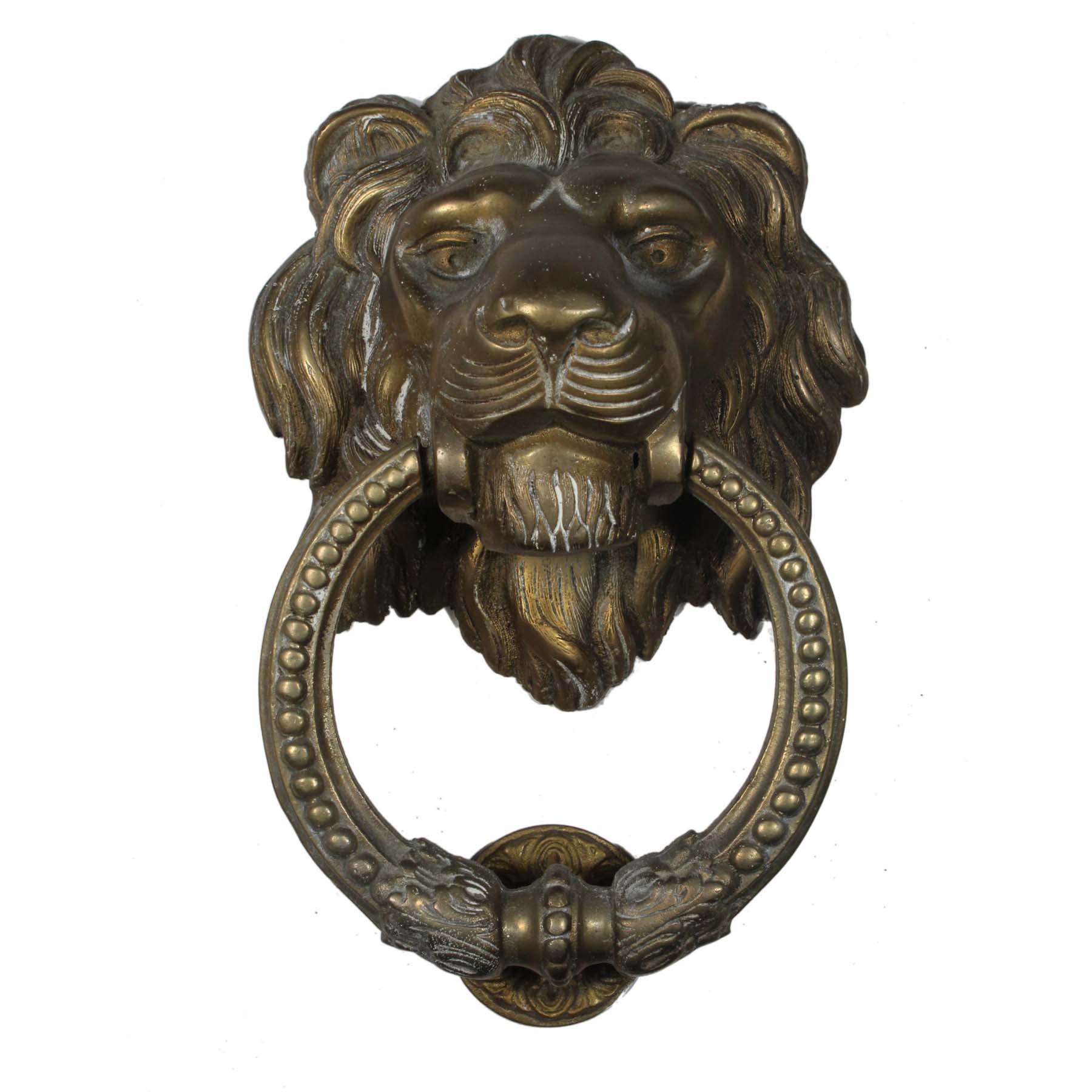 SOLD Substantial Antique Brass Lion Door Knocker, C. 1900 -0