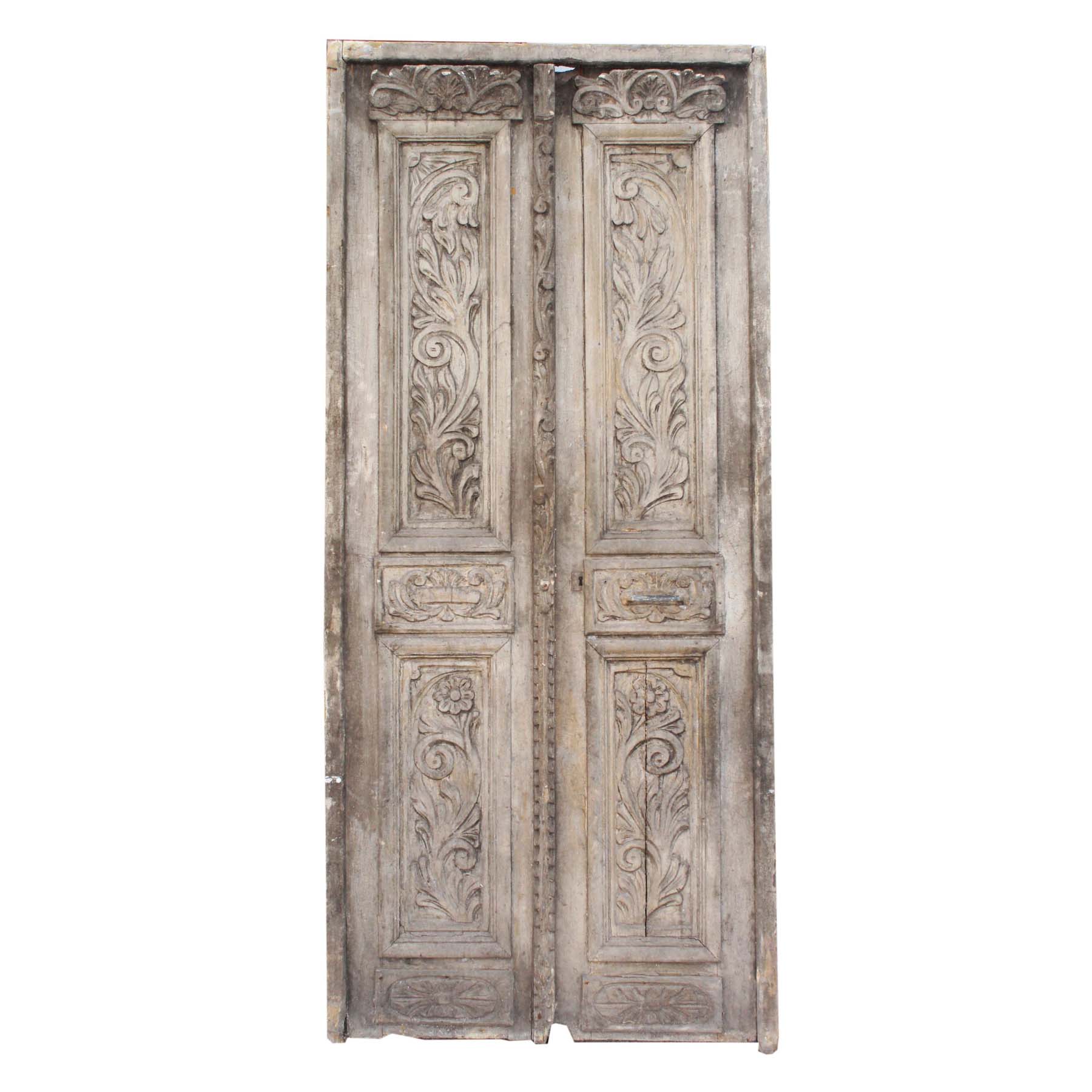 SOLD Pair of 38” Antique Carved French Doors-0
