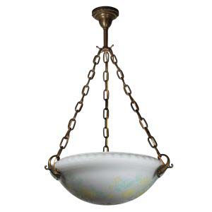Antique Neoclassical Inverted Dome Chandelier, Original Acid Cut Back Glass-0