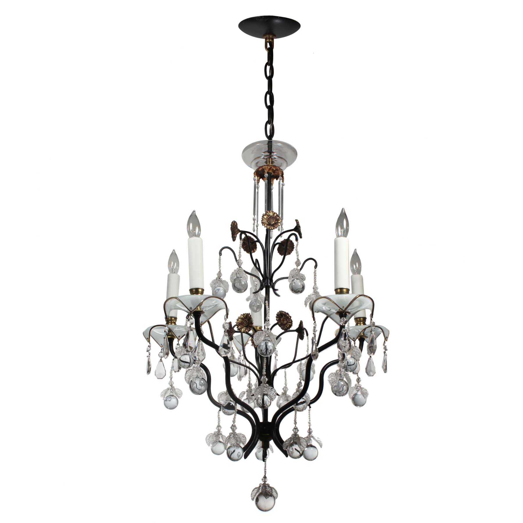 SOLD Antique Neoclassical Chandelier with Unusual Prisms-69944